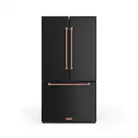 Gordon Ramsay Series by Thor Kitchen 20.3 Cu. Ft. Counter Depth Refrigerator with Rose Gold Hardware - Black - Front_Zoom