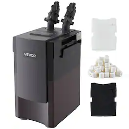 VEVOR - 162.7GPH Canister Filter, 3-Stage External Aquarium Filter with Powerful Pump, Water Circulation Cleaning Machine - Black