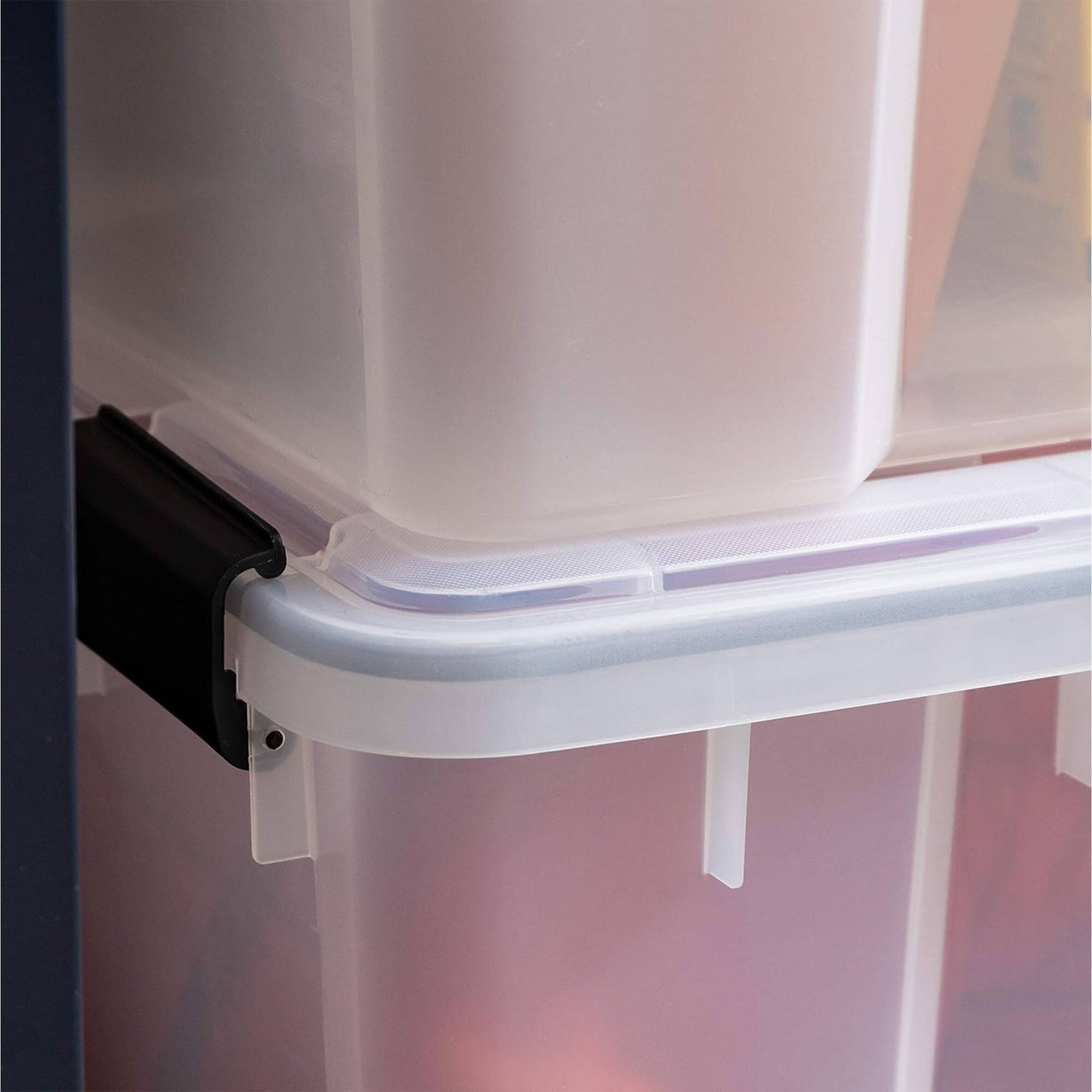 Alt View 7. IRIS USA - IRIS USA Clear Weathertight 74 Quart Buckle Down Storage Box Container, (4 Pack) - Clear.