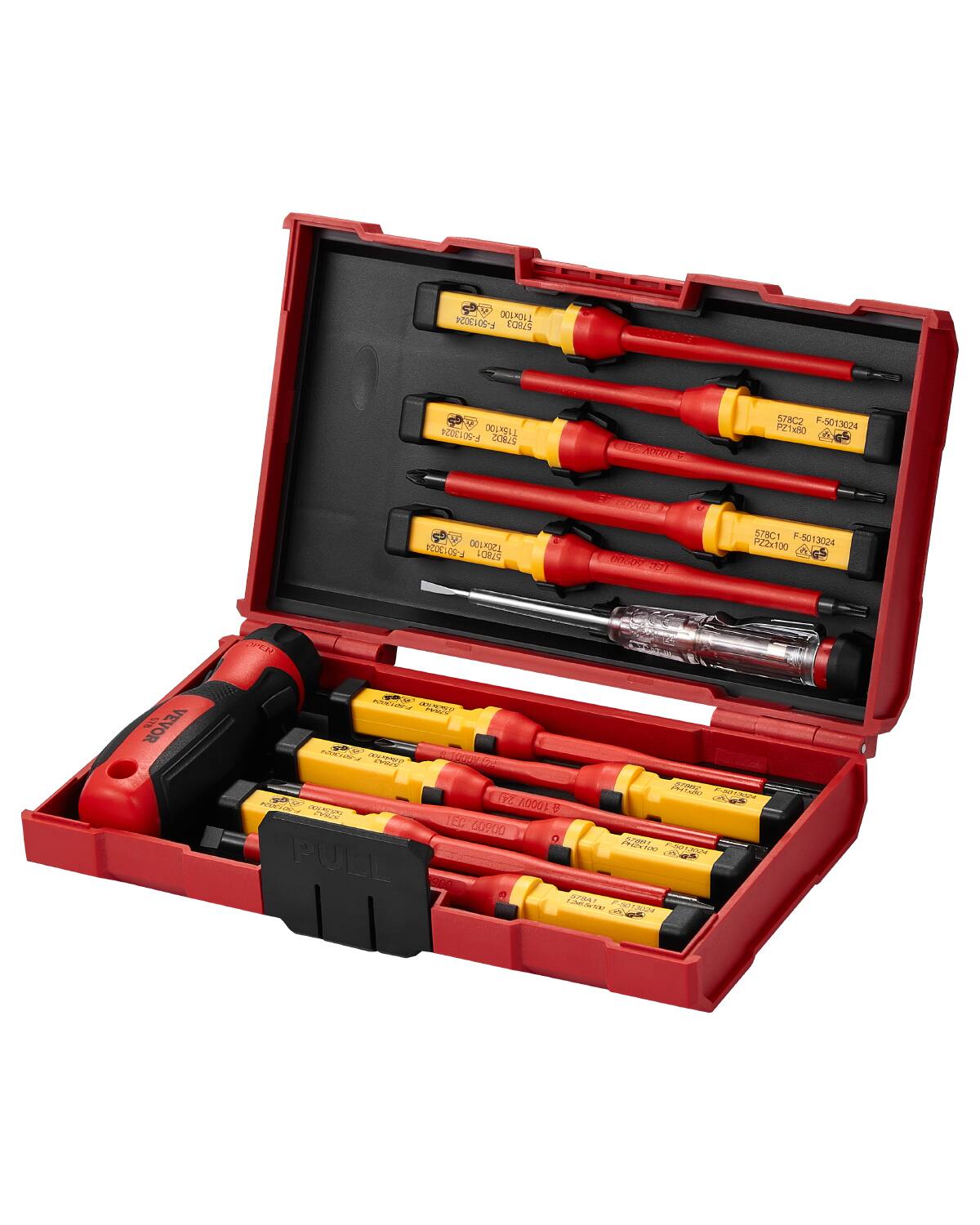 VEVOR - Insulated Screwdriver Set, 13-Piece Professional Electrical Screwdriver Set, 1000V Insulated Electrician Tool Set - Black + Yellow/Red