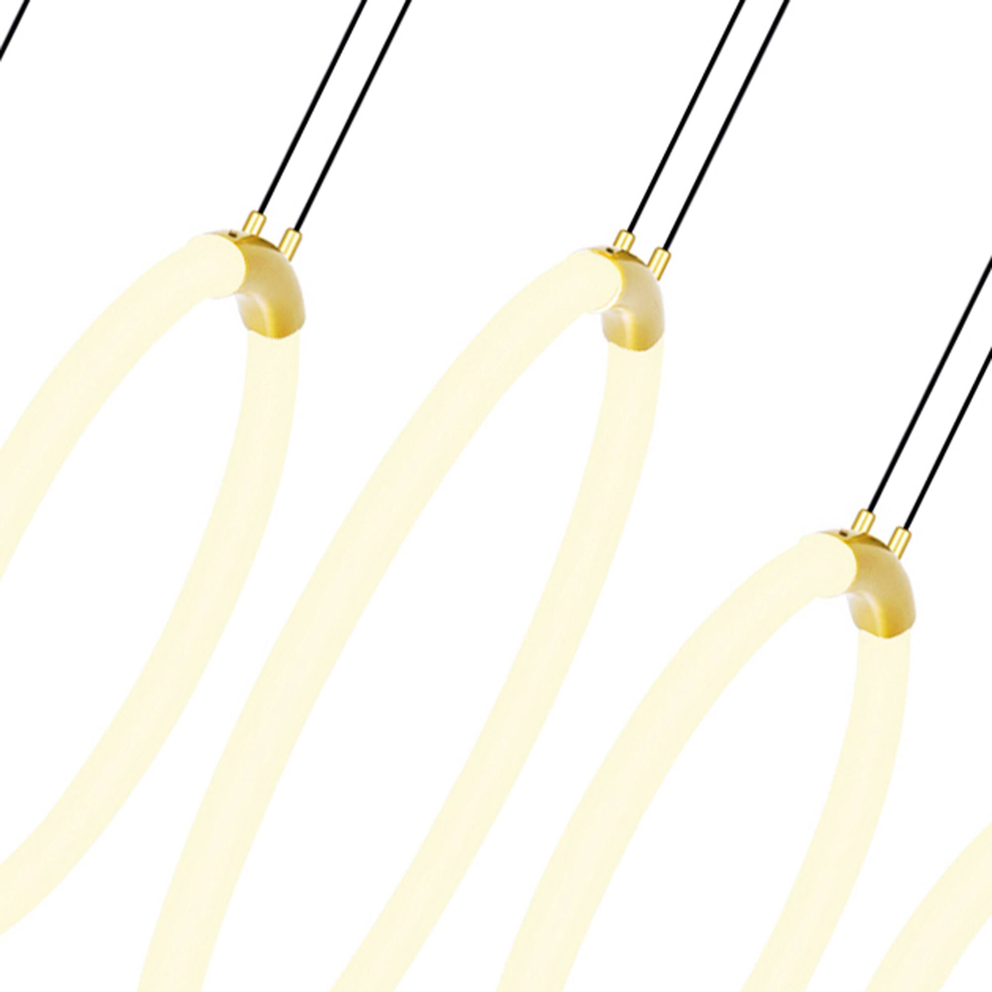 Angle. CWI Lighting - Hoops 5 Light LED Chandelier With Satin Gold Finish - Satin Gold.