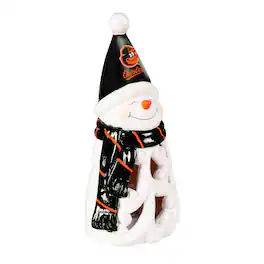 Evergreen Enterprises - Baltimore Orioles LED 8" Snowman Lit Garden Statue - Black