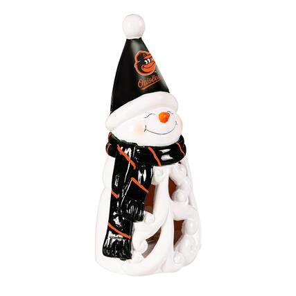 Front. Evergreen Enterprises - Baltimore Orioles LED 8" Snowman Lit Garden Statue - Black.