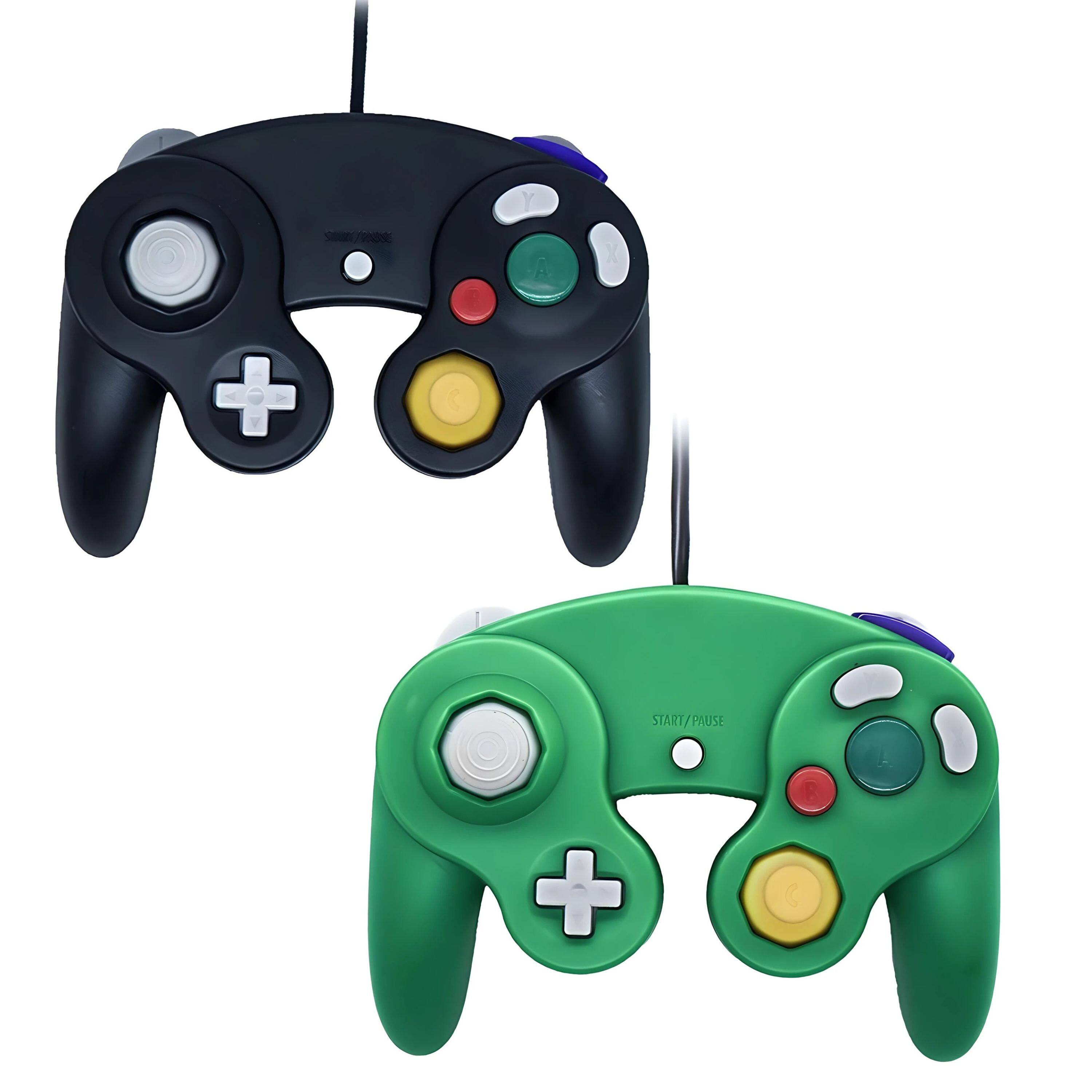 Kitcheniva - Wired NGC Controller Gamepad For Nintendo GameCube & Wii U Console 2 Pcs Black/Green - Black / Green