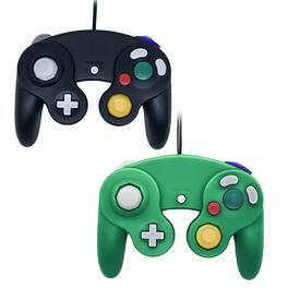 Kitcheniva - Wired NGC Controller Gamepad For Nintendo GameCube & Wii U Console 2 Pcs Black/Green - Black / Green