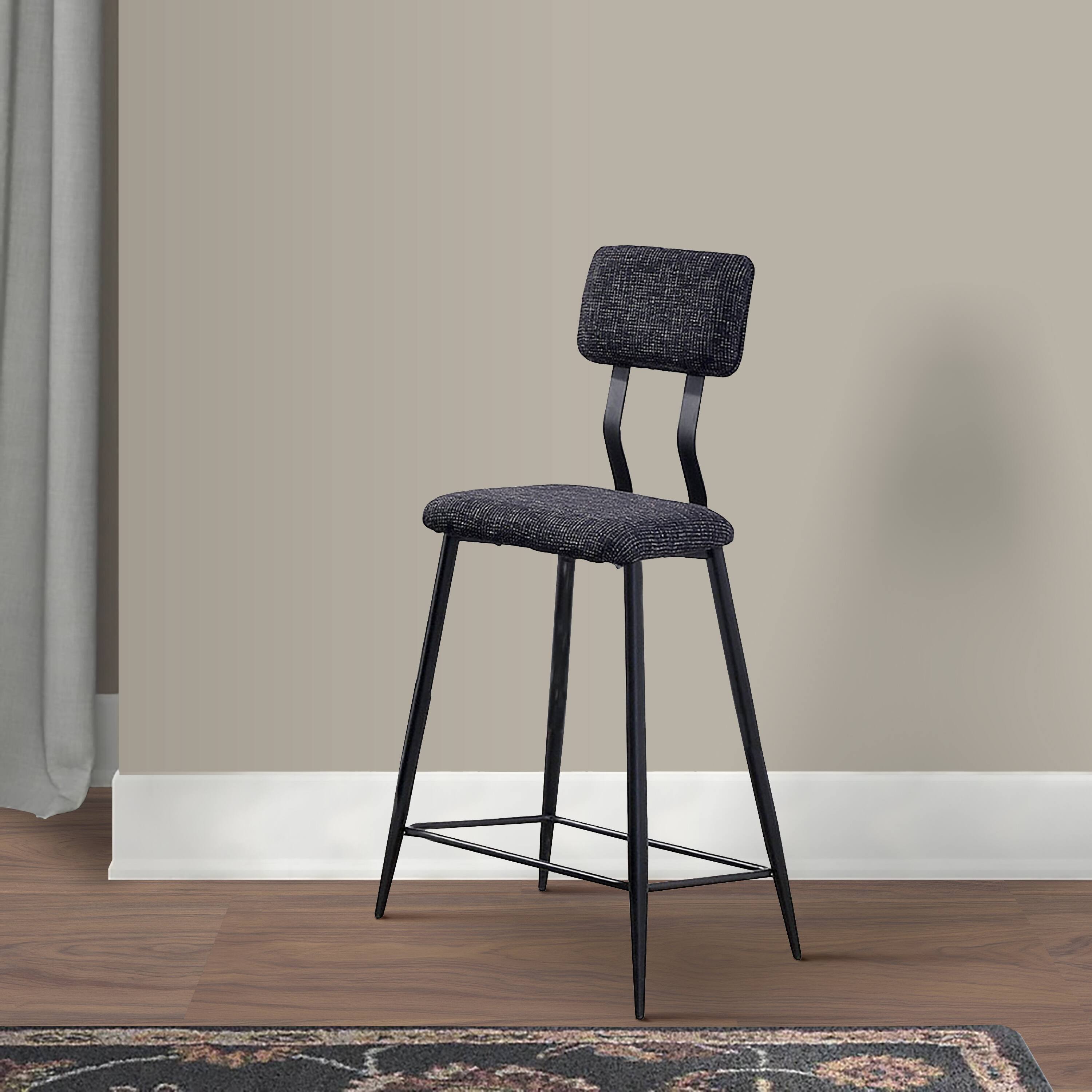 Alt View 5. Manhattan Lane - 30 Inch Bar Height Chair, Padded Seating, Metal Legs - Black.