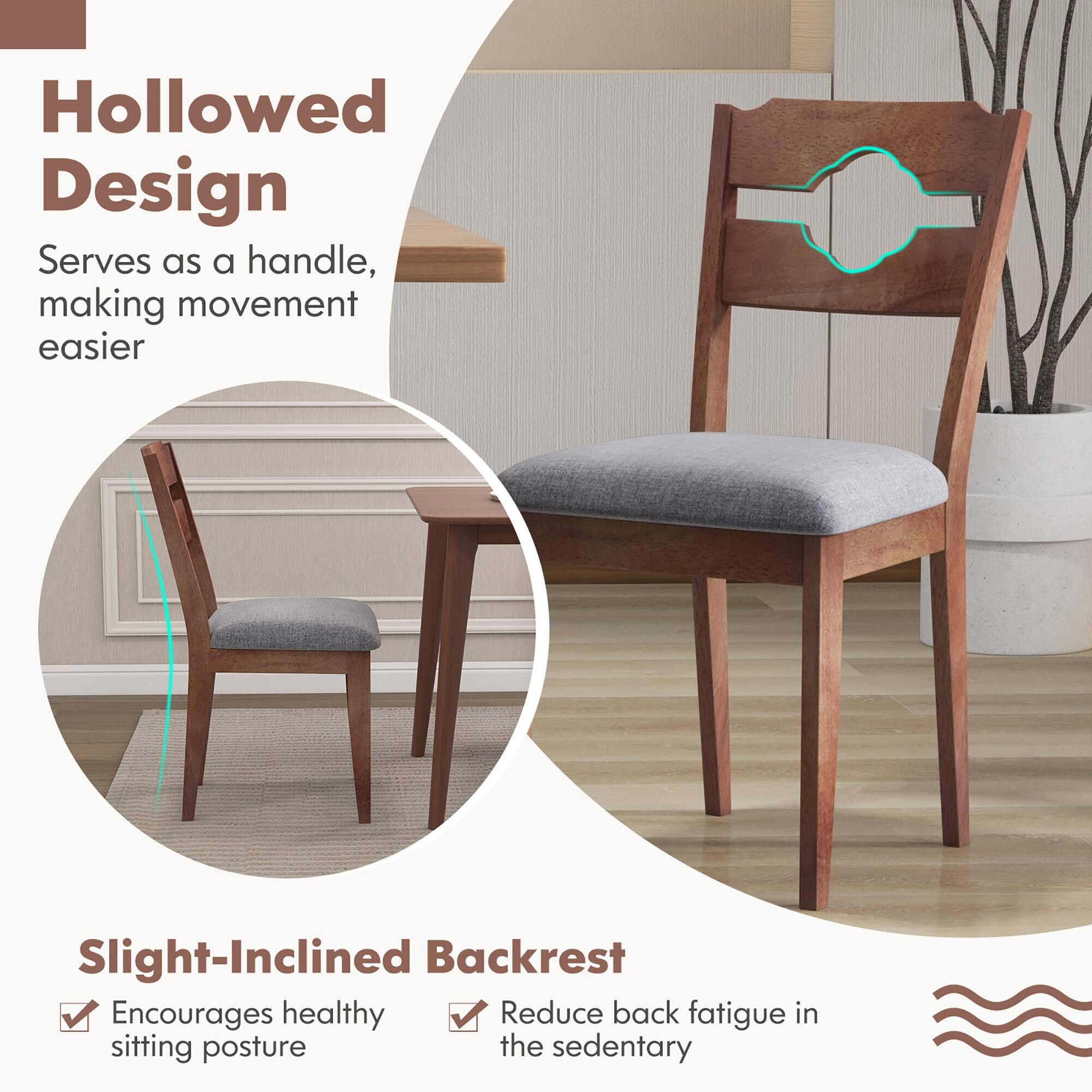 Hollowed Design  
Serves as a handle, making movement easier  

Slight-Inclined Backrest  
Encourages healthy sitting posture  
Reduces back fatigue in the sedentary