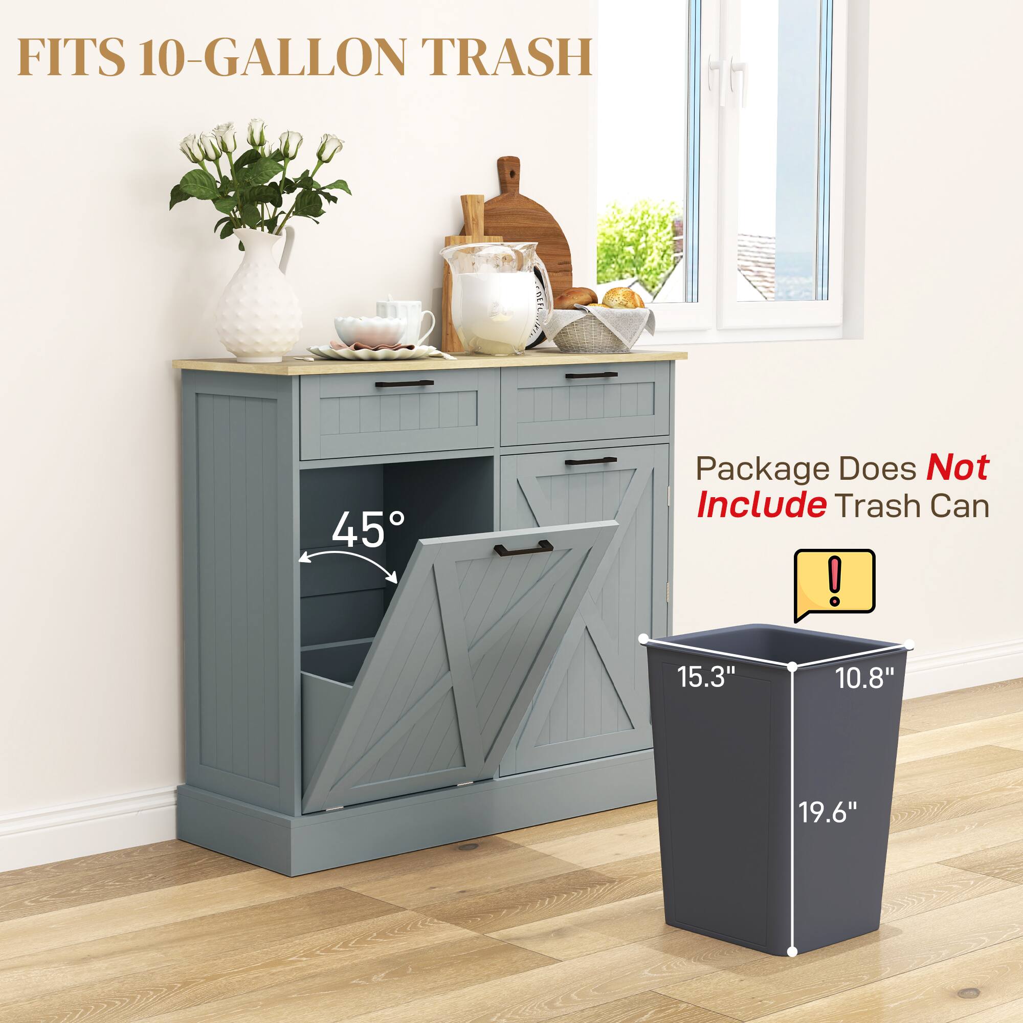 FITS 10-GALLON TRASH

Package Does Not Include Trash Can

15.3" 10.8" 19.6"