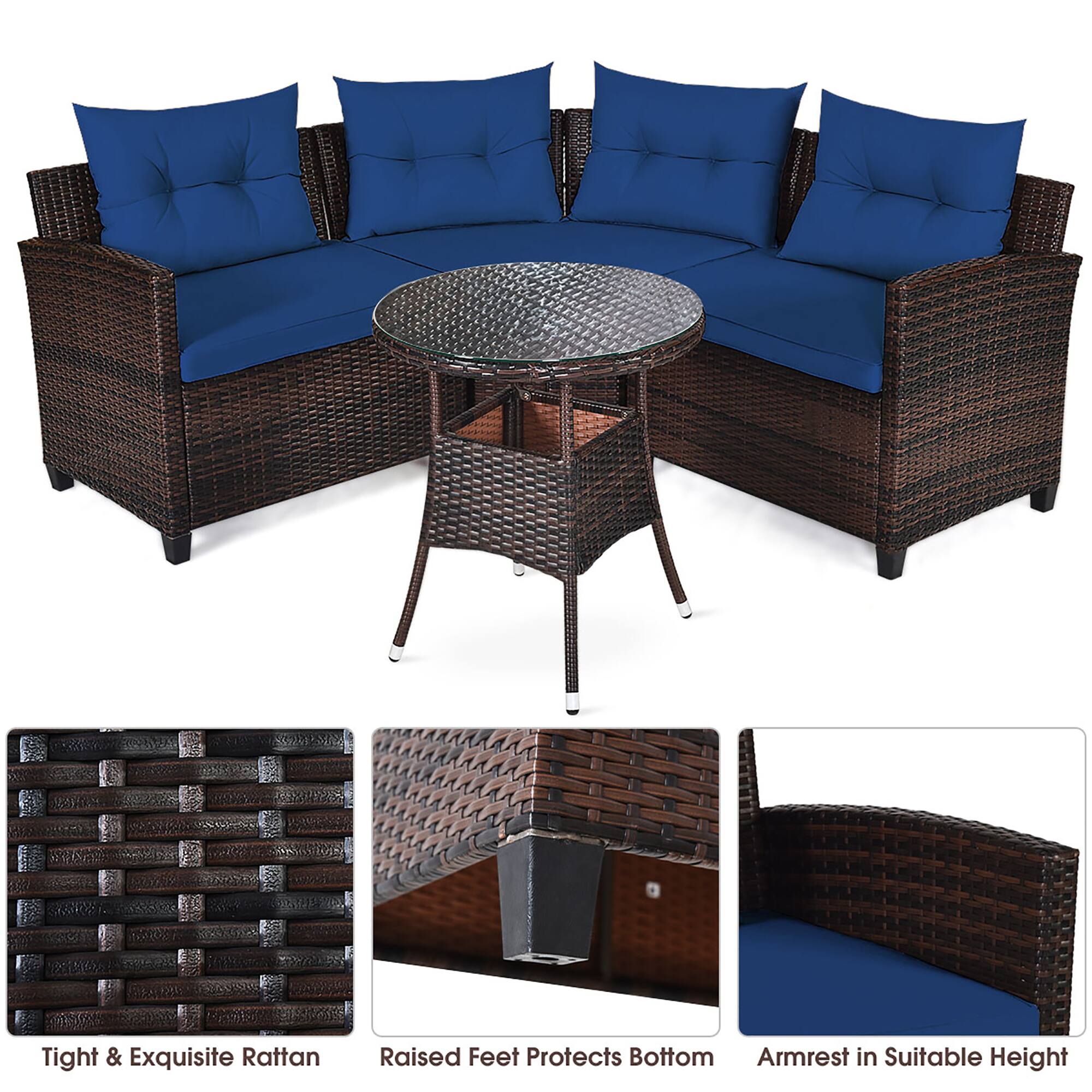 Tight & Exquisite Rattan Raised Feet Protects Bottom Armrest in Suitable Height