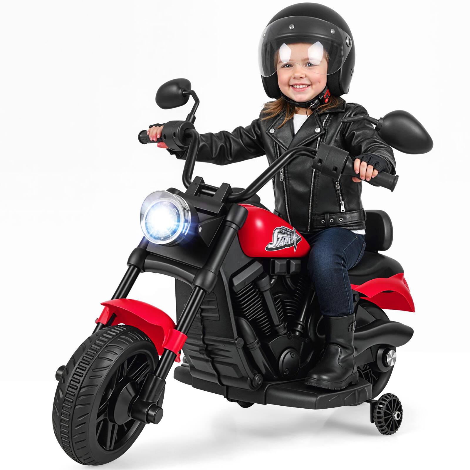 Alt View 9. Gymax - Gymax Kids Motorcycle w/Headlight Music Training Wheels Foot Pedal for Boys Girls Red - Red.
