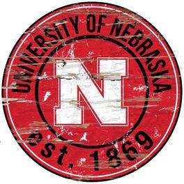 Fan Creations - Nebraska Huskers 23.5" Distressed Round Sign - Multicolor