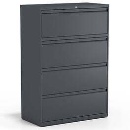 Staples - Commercial 4-Drawer Lateral File Cabinet, Letter/Legal Size, Lockable, 52.5"H x 36"W x 18.63"D - Charcoal