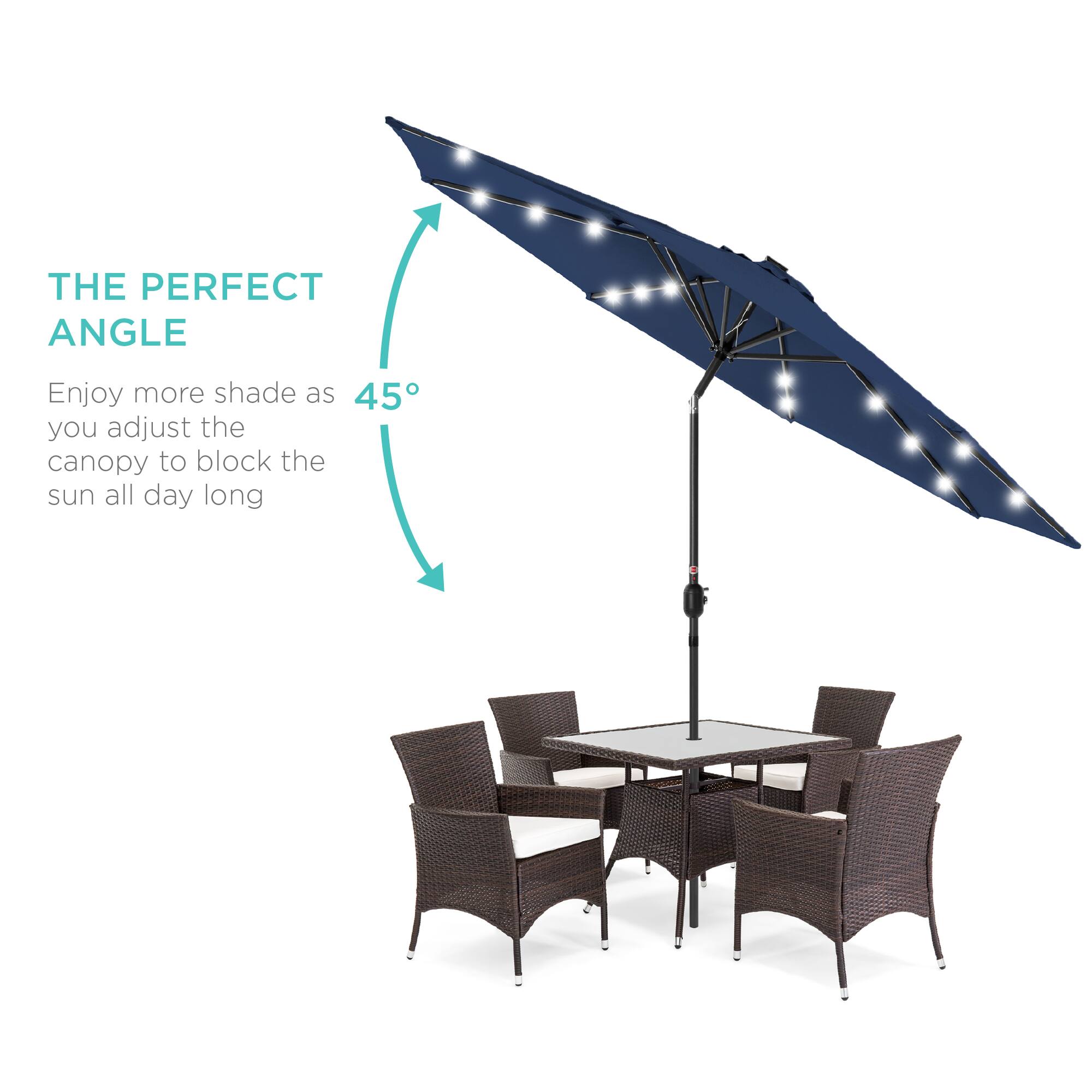 The perfect angle. Enjoy more shade as you adjust the canopy to block the sun all day long.