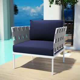 Harmony Outdoor Patio Aluminum Armchair by Modway - White Navy