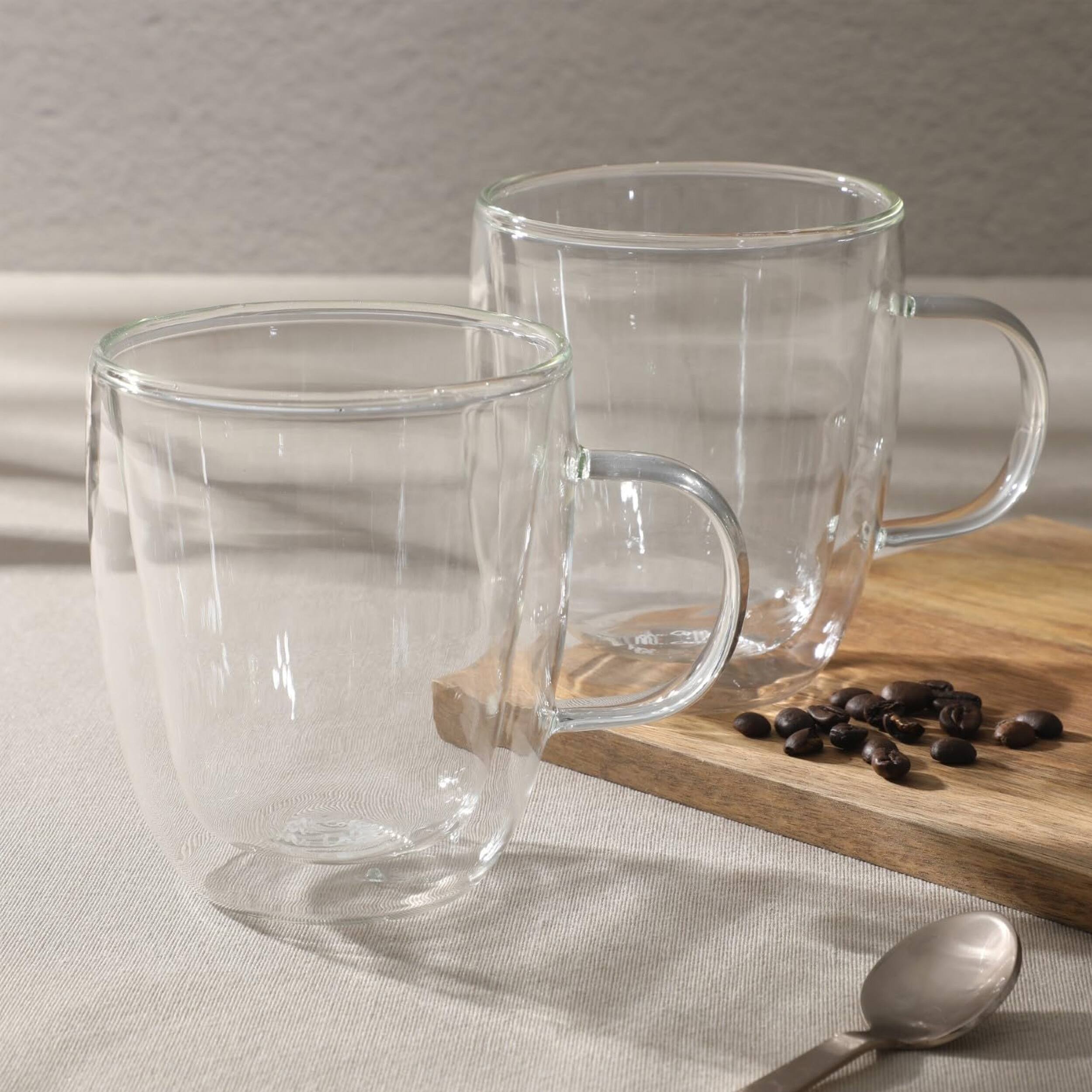 Alt View 3. Mr. Coffee - Mr. Coffee Retro Machiatto 2 piece 16 Ounce Double Wall Insulated Glass Mug Set - Clear.