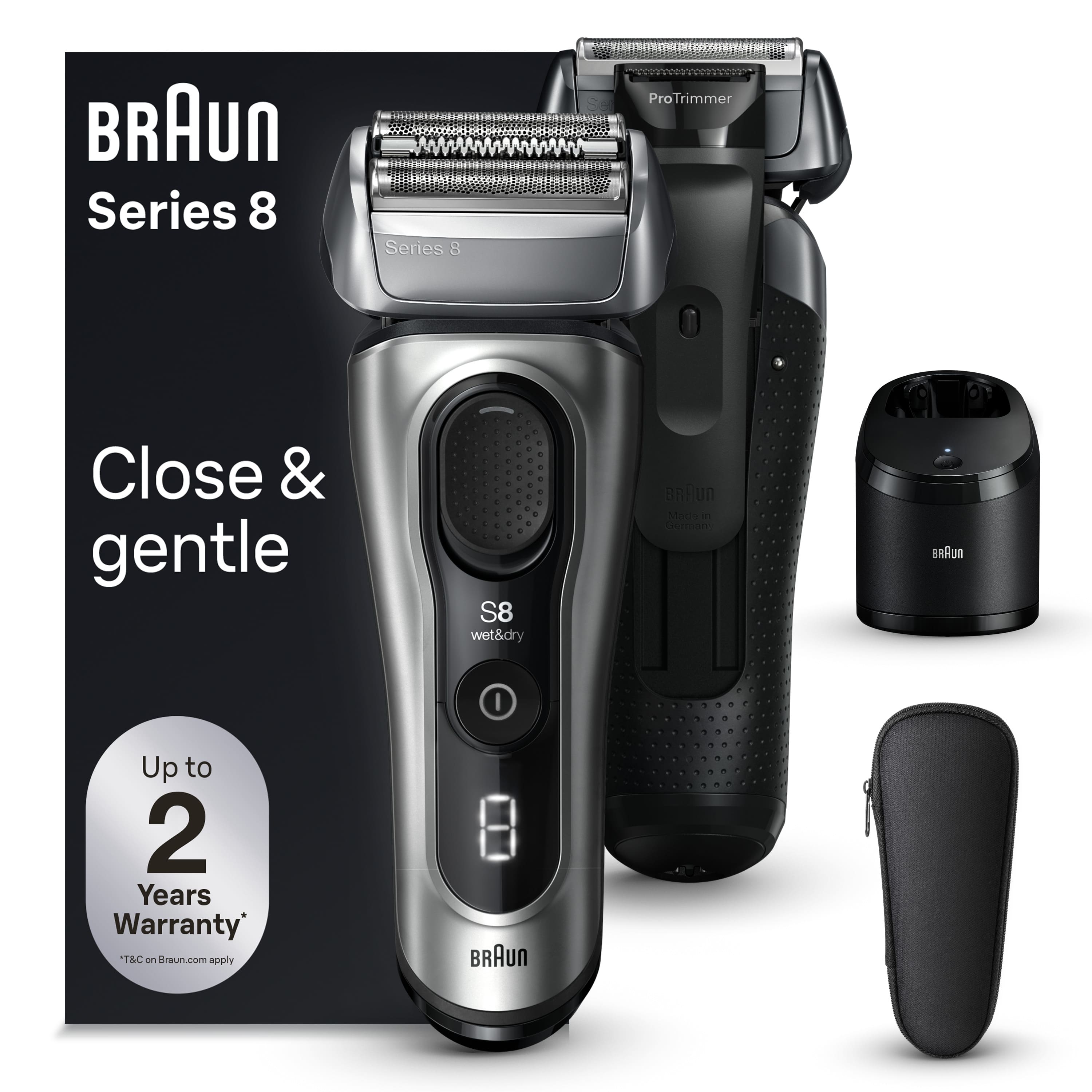 Braun Series 8 Electric Shaver with 5 in 1 SmartCare Center - Galvano Silver