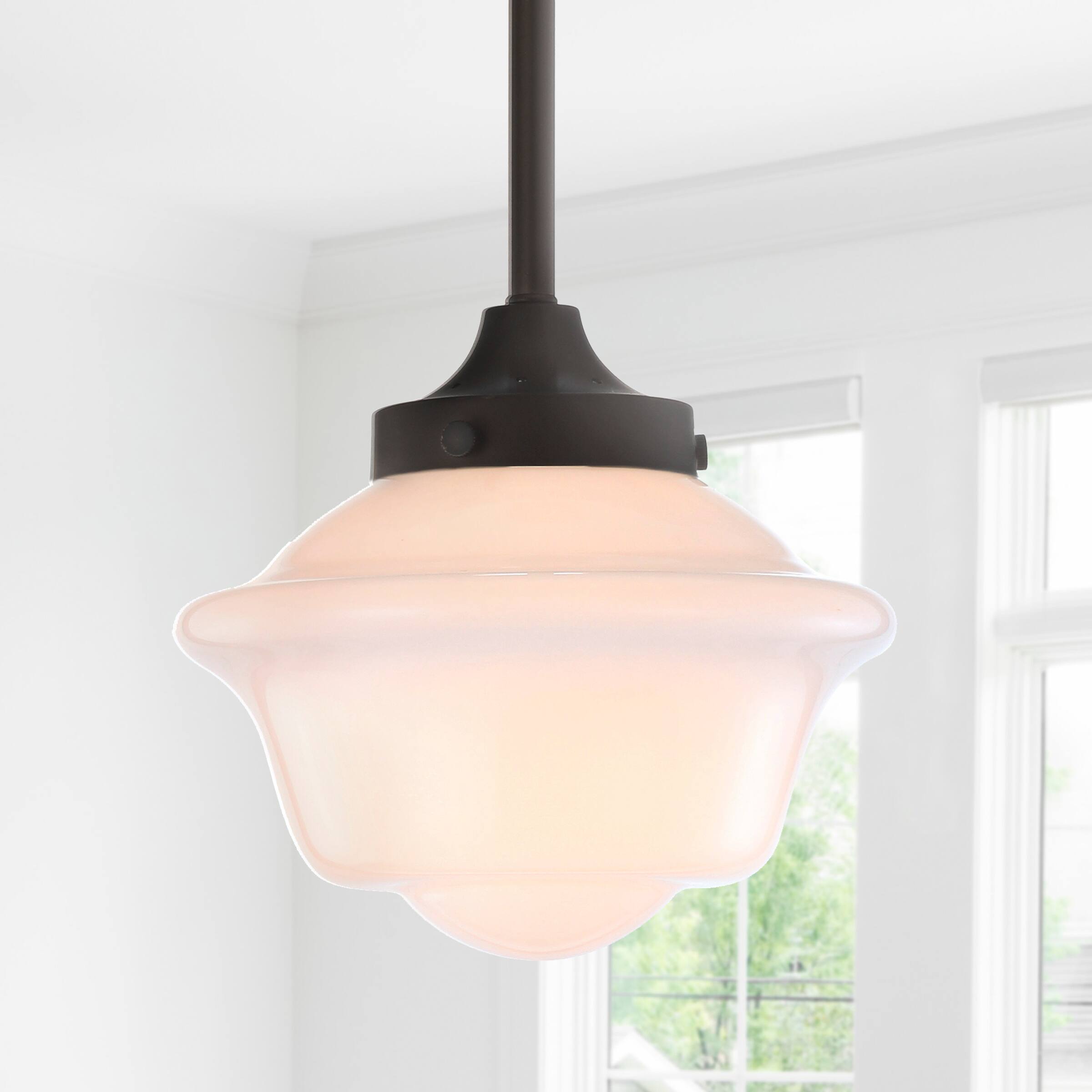 Alt View 1. Jonathan Y - Kurtz 7.25" Adjustable Drop Metal/Glass LED Pendant, Oil Rubbed Bronze - Oil Rubbed Bronze.