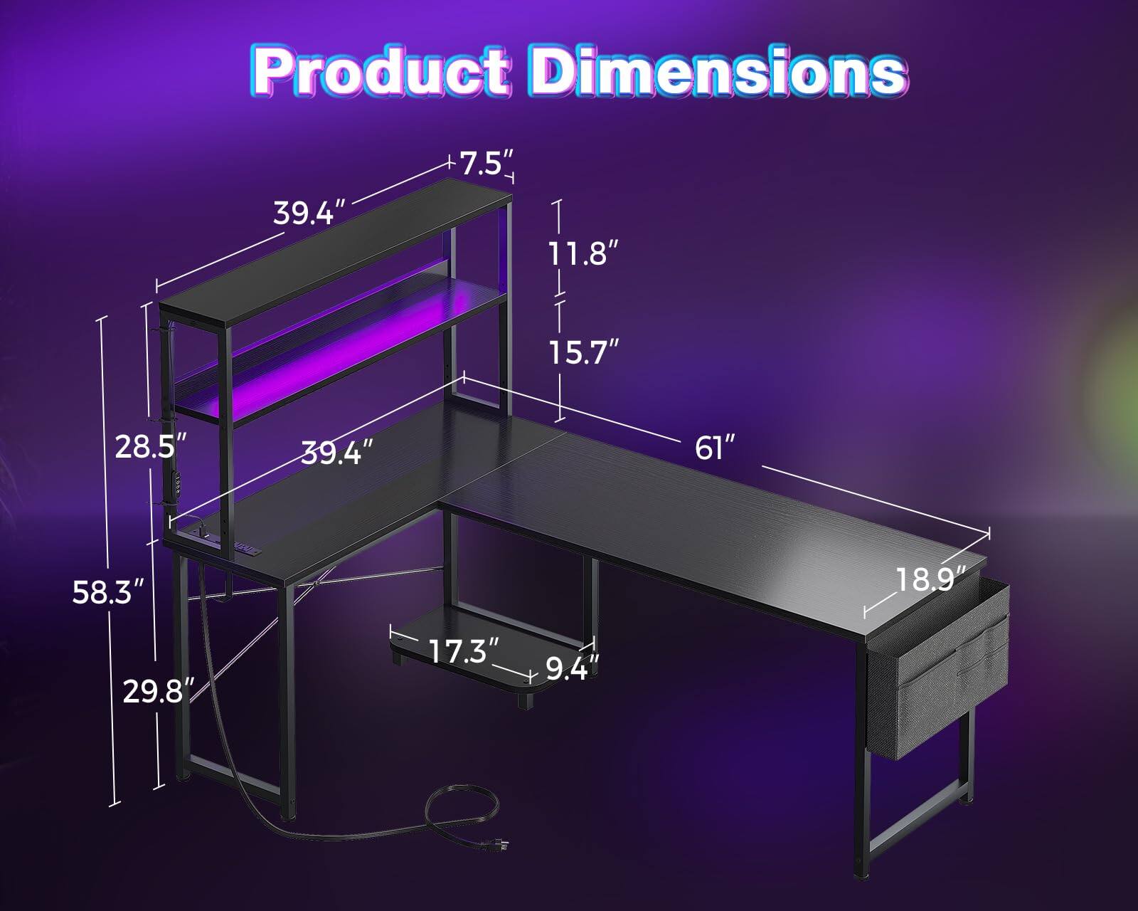 Product Dimensions: 39.4" x 7.5" x 11.8" x 15.7" x 28.5" x 39.4" x 61" x 58.3" x 18.9" x 29.8" x 17.3" x 9.4"