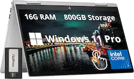 HP - Envy x360 2-in-1 14" FHD Touchscreen Laptop,Intel Core 7 150U,16GB RAM,512GB SSD+256GB Dock Station,Win 11 Pro - Silver