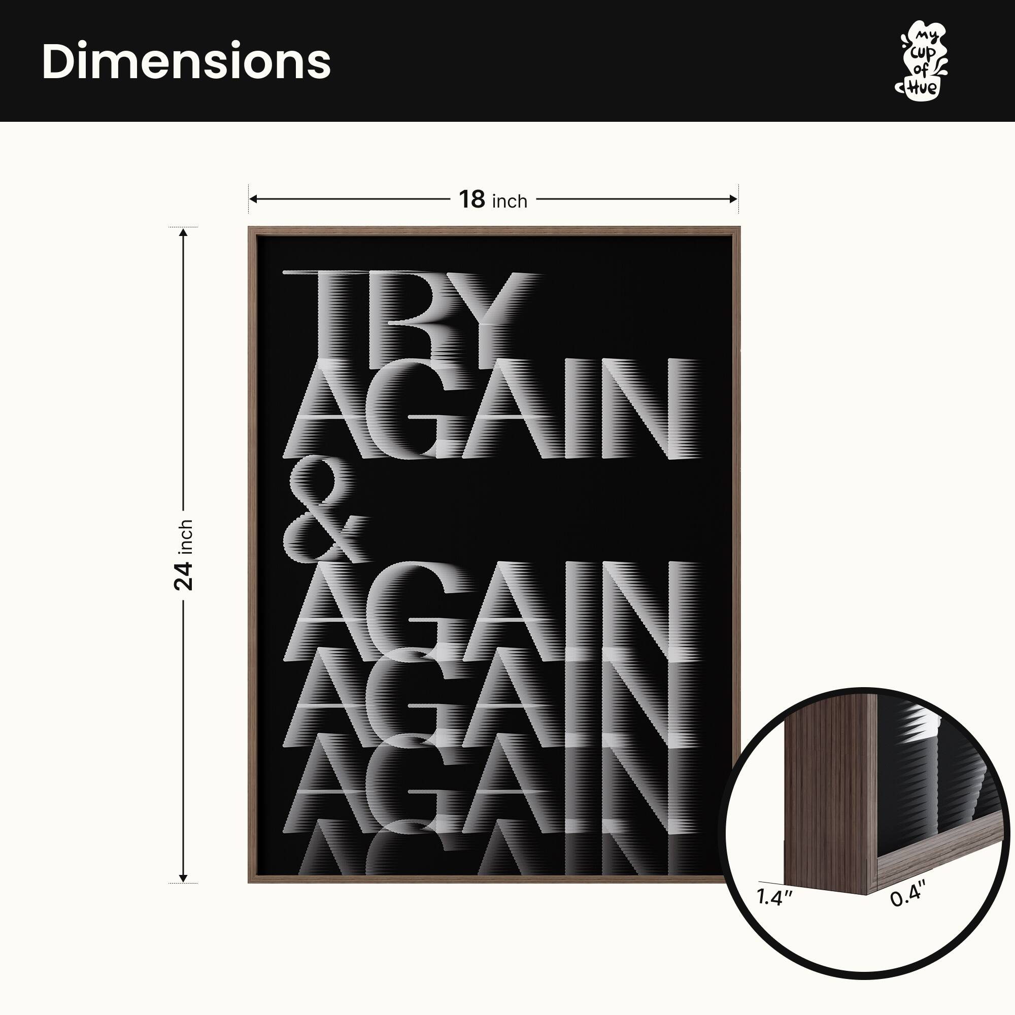 Dimensions  
18 inch x 24 inch  
1.4" x 0.4"