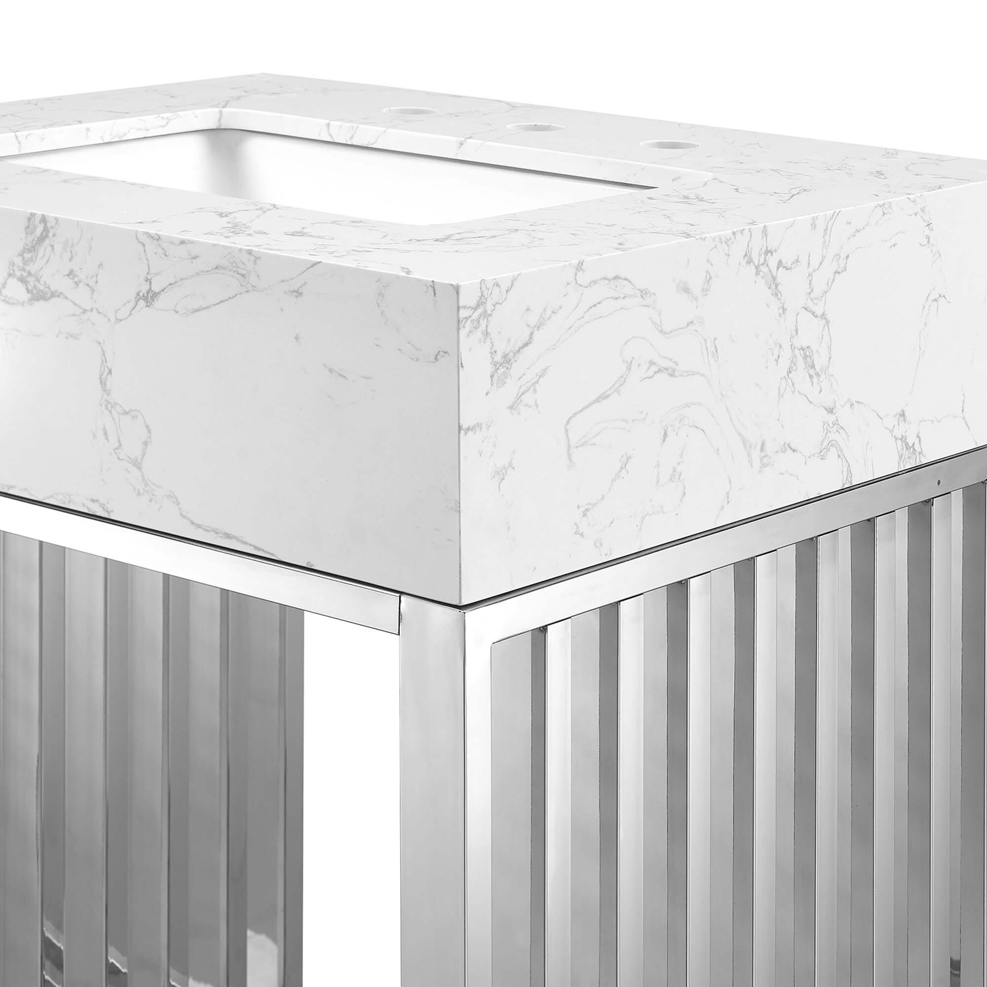 Alt View 4. Modway - Gridiron Bathroom Vanity Basin Included by Modway - White Silver.