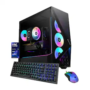 iBUYPOWER - Slate Gaming Desktop PC Intel Core Ultra 5 225F 2025 INTEL Arc B570 10GB 16GB DDR5 RGB 1TB NVMe SSD Storage - Black
