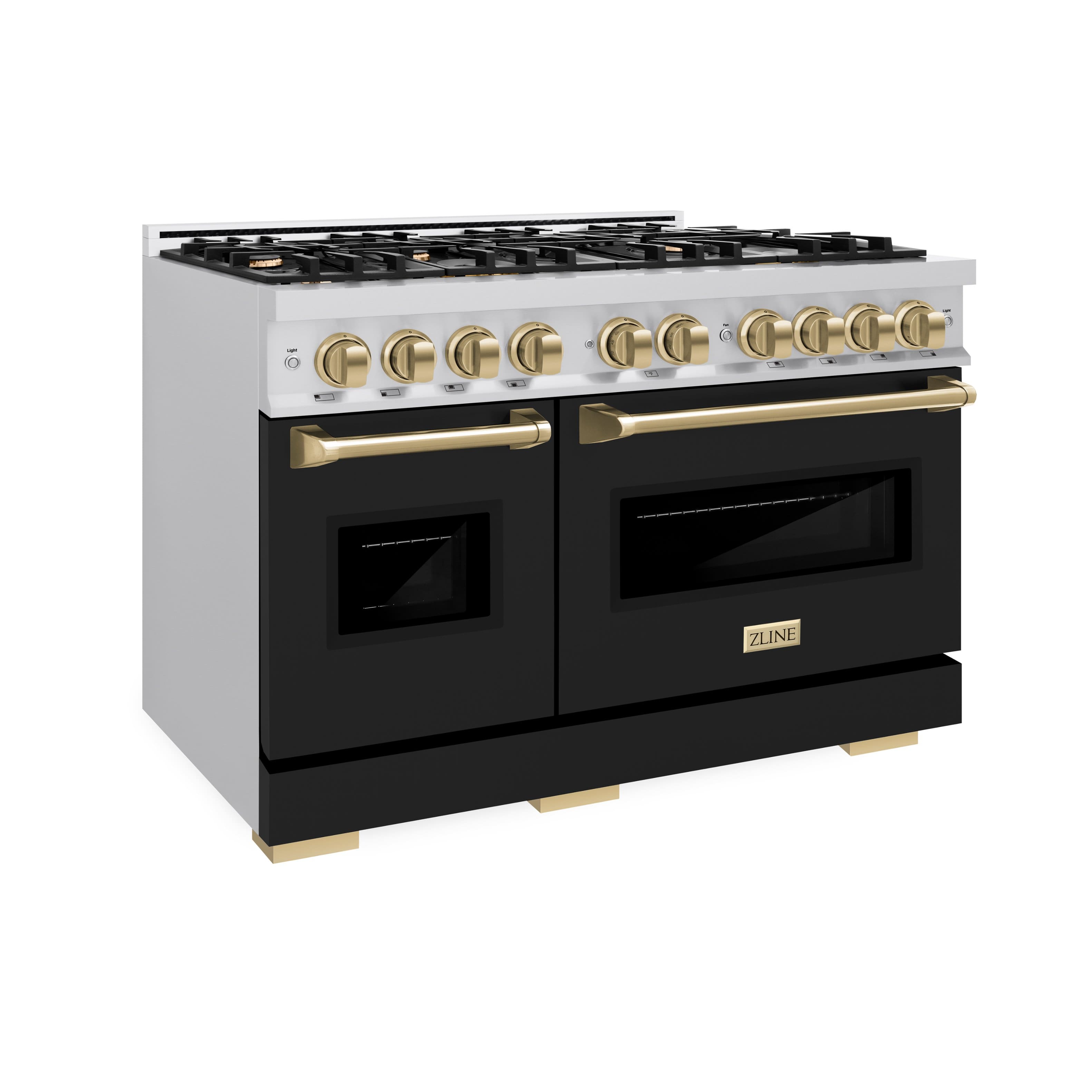 ZLINE - Autograph 48" 6.7 cu. ft. Freestanding Classic Double Oven Dual Fuel Range w/ Black & Bronze Accents - Black Matte