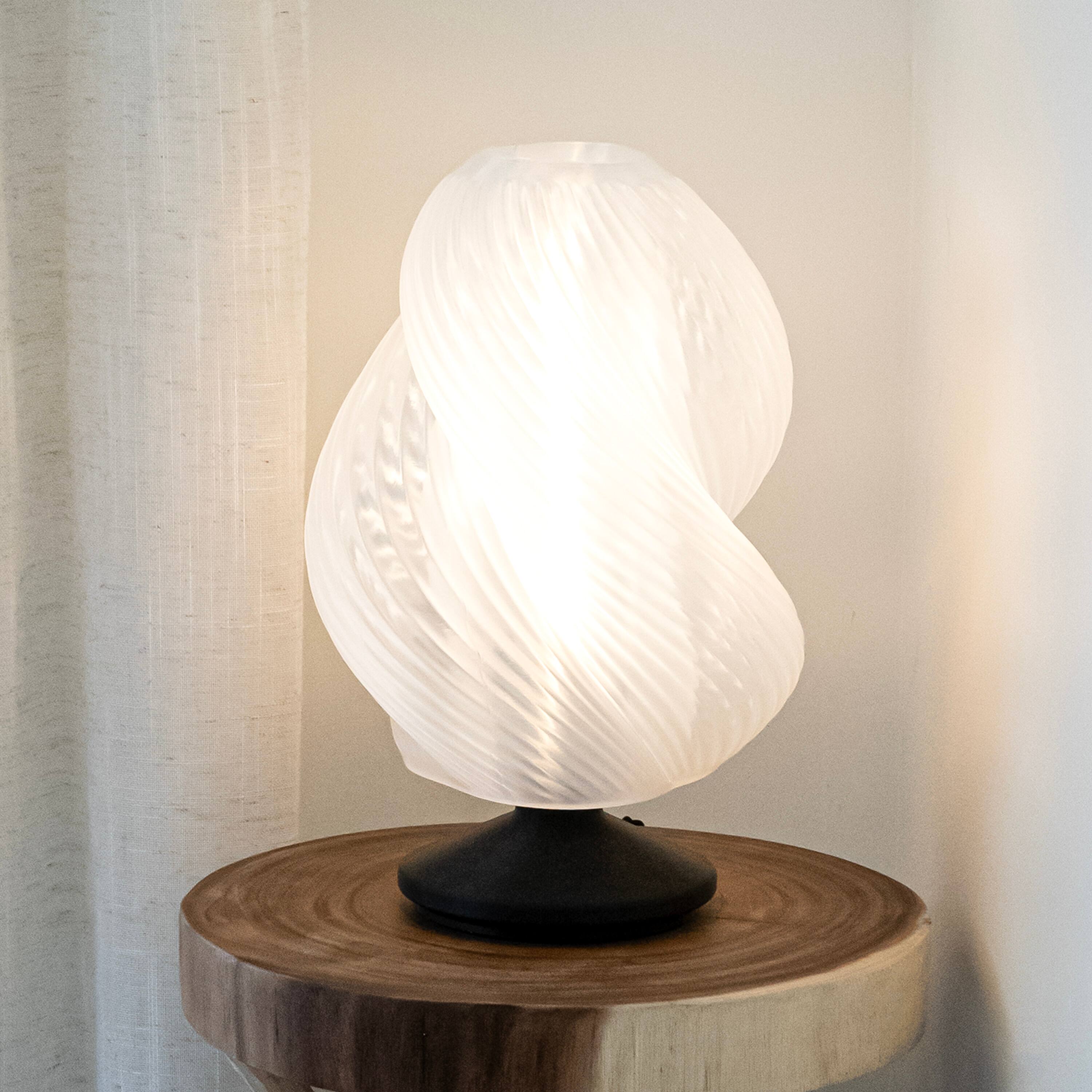 Alt View 1. Jonathan Y - Gema 13.5" Mid-Century Coastal Plant-Based PLA 3D Printed Dimmable LED Table Lamp, Light Smoke/Black - Light Smoke/Black.