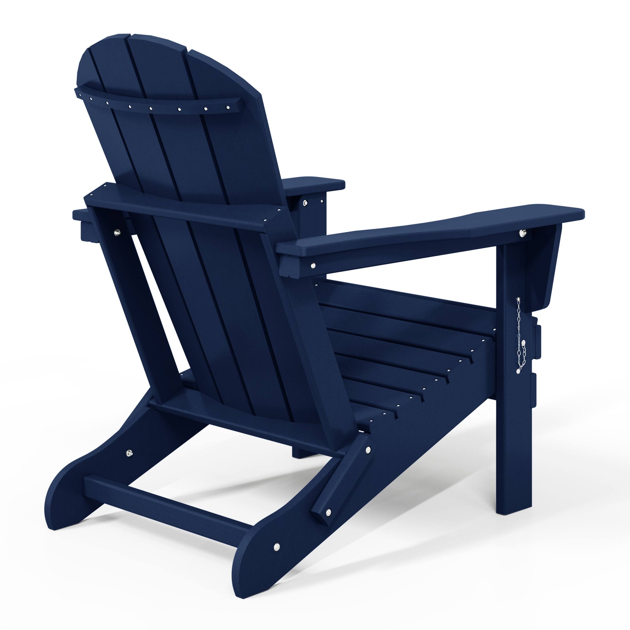 Back. WestinTrends - WestinTrends Malibu Outdoor HDPE Folding Poly Adirondack Chairs (Set of 4) - Navy Blue.