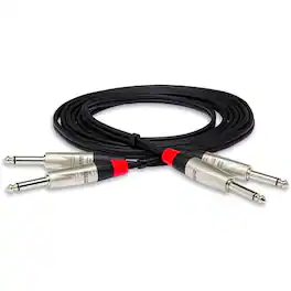 Hosa Technology - 20' Pro Stereo Interconnect Dual REAN 1/4" Male to 1/4" Male TS Cable