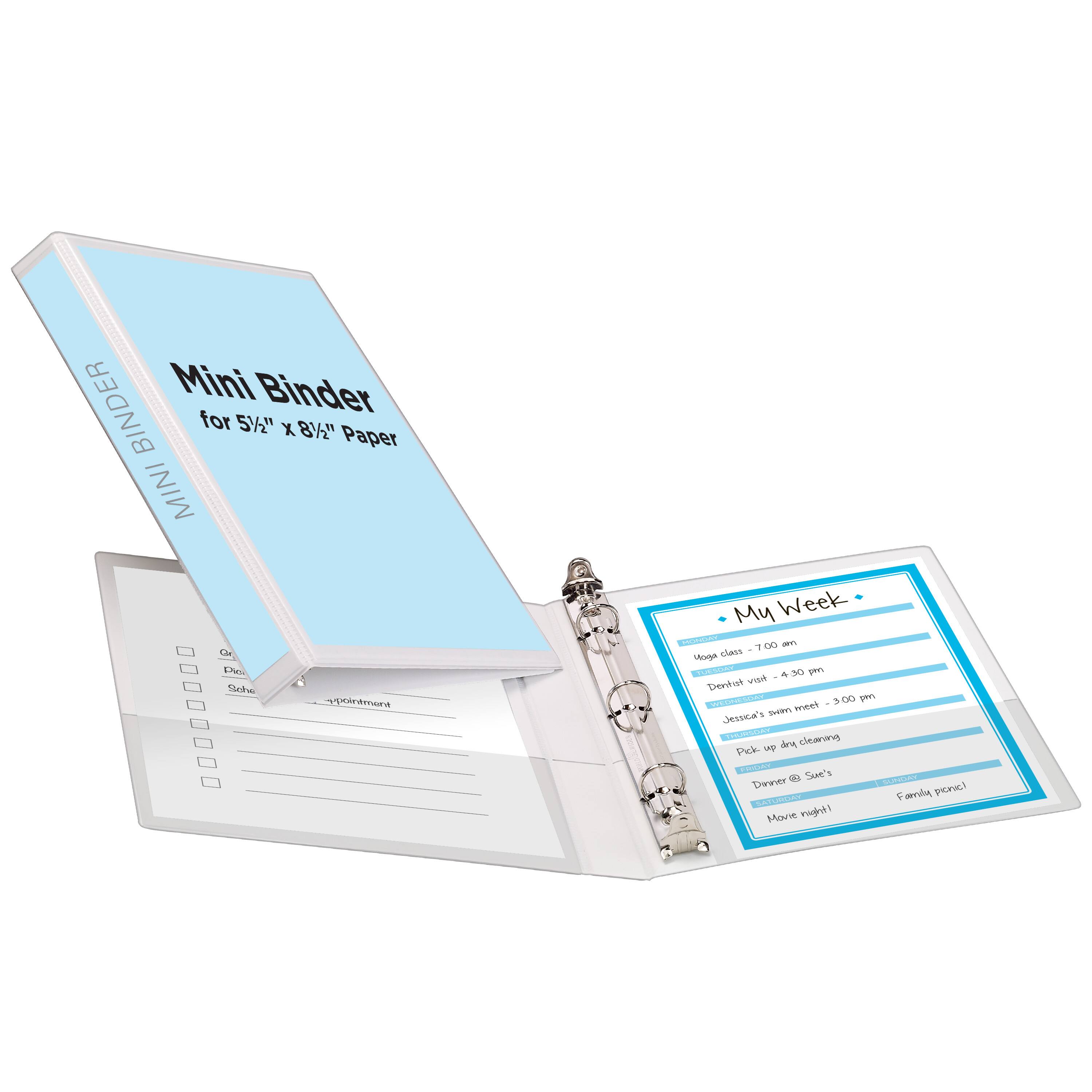 Mini Binder for 5½" x 8½" Paper

My Week

- Yoga class - 7:00 am
- Dentist visit - 4:30 pm
- Jessica's swim meet - 3:00 pm
- Pick up dry cleaning
- Dinner @ Sue's
- Movie night! (Family prize!)