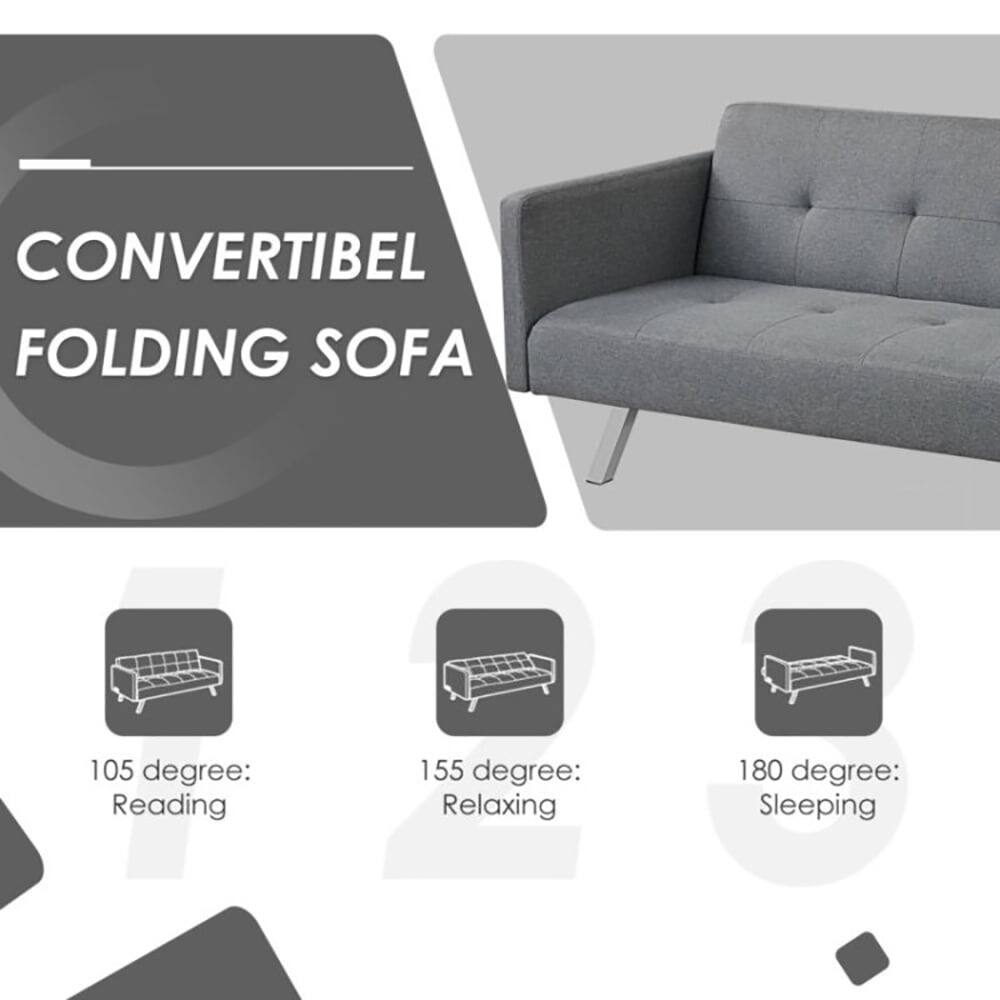 CONVERTIBEL FOLDING SOFA

105 degree: Reading  
155 degree: Relaxing  
180 degree: Sleeping
