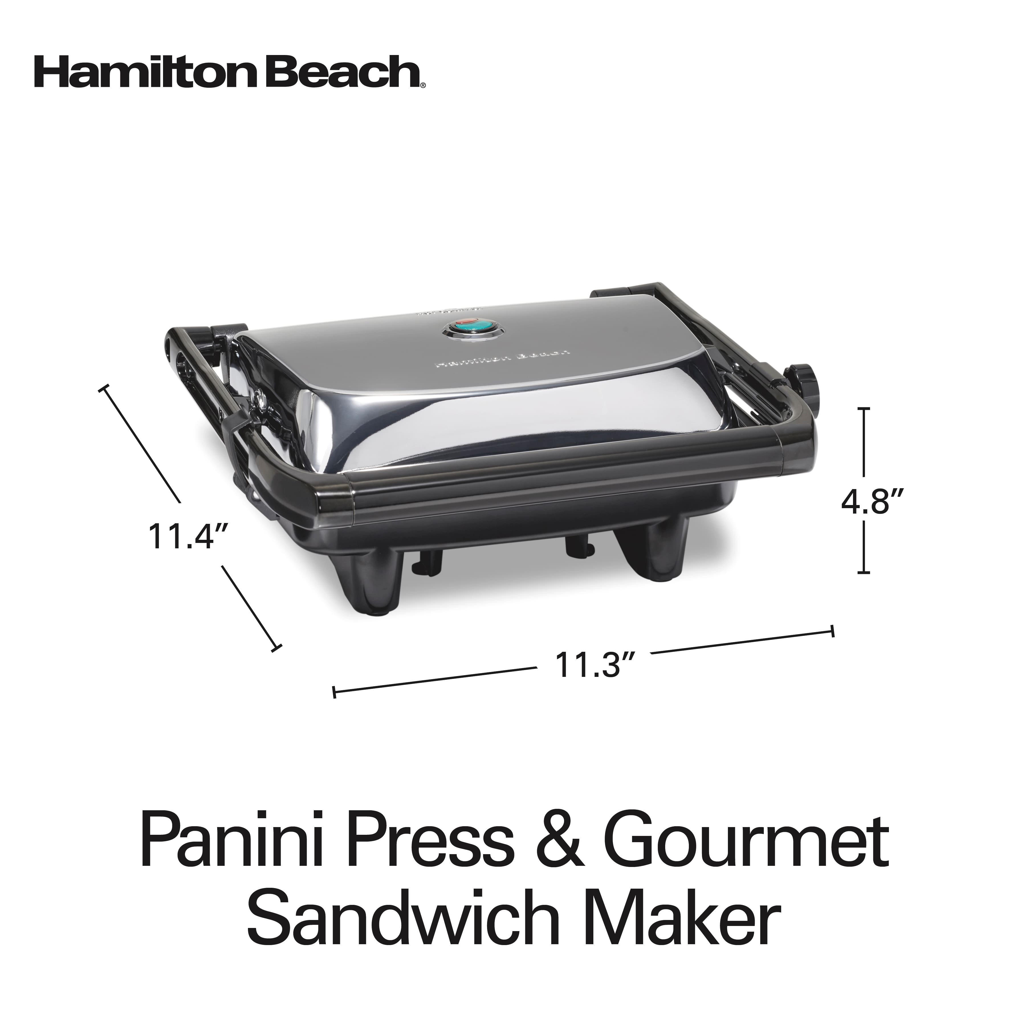 Hamilton Beach
Panini Press & Gourmet Sandwich Maker
11.4" x 11.3" x 4.8"