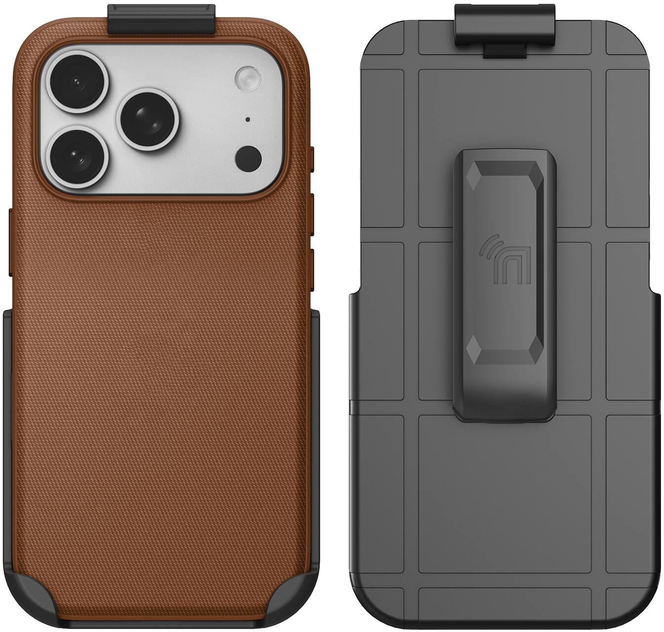 Alt View 2. Nakedcellphone - Woven Combo for iPhone 17 Pro Max Case - Compatible with MagSafe - with Rotating Belt Clip Holster Holder - Brown.