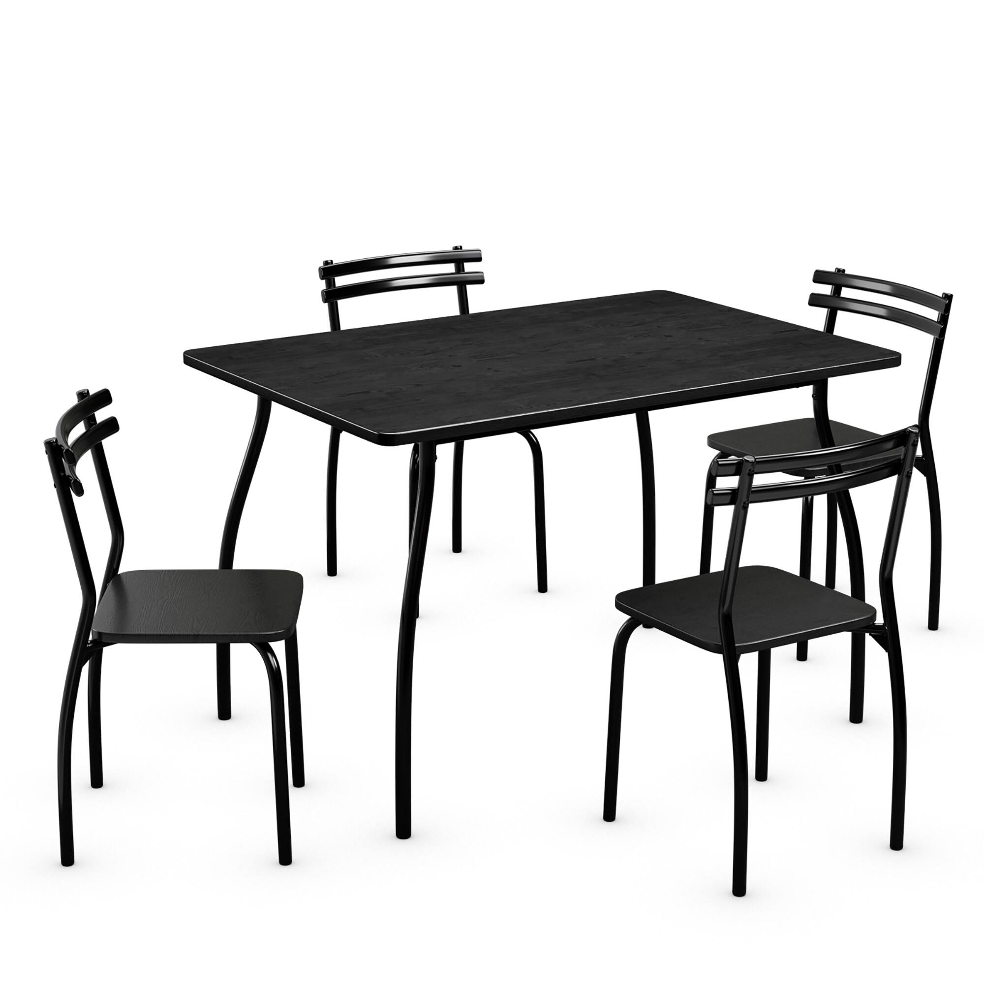 Alt View 17. Costway - 5 Piece Dining Set Table 30.0" And 4 Chairs Home Kitchen Room Breakfast Furniture Black - Black.