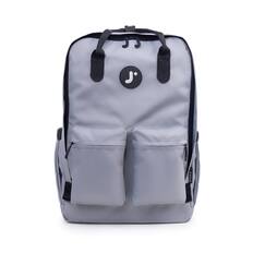 Front. J World - J World Unisex Timo Multi-Functional Laptop Backpack for School and Travel, Grey - GREY.
