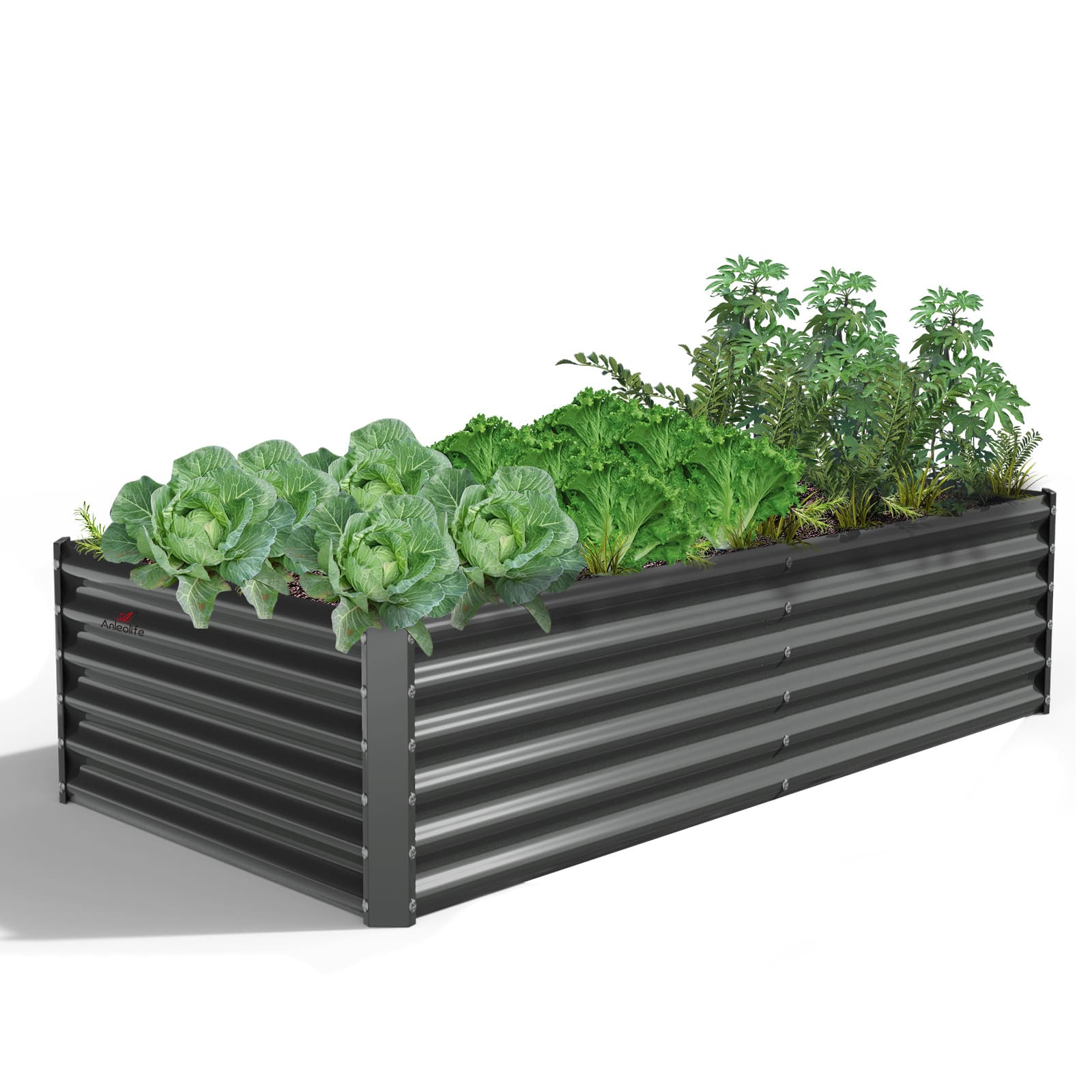 A Anleolife - Metal Rectangular Raised Garden Bed Planter Boxes for Vegetables Flowers Herbs (72 in. L x 36 in. W x 18 in. H) - Gray price history on PriceWatchPro