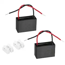 Unique Bargains - 2pcs 8uF CBB61 Ceiling Fan Capacitor, AC 450V 2 Wires with Terminal Blocks for Pump Motor Generator Blower - Black