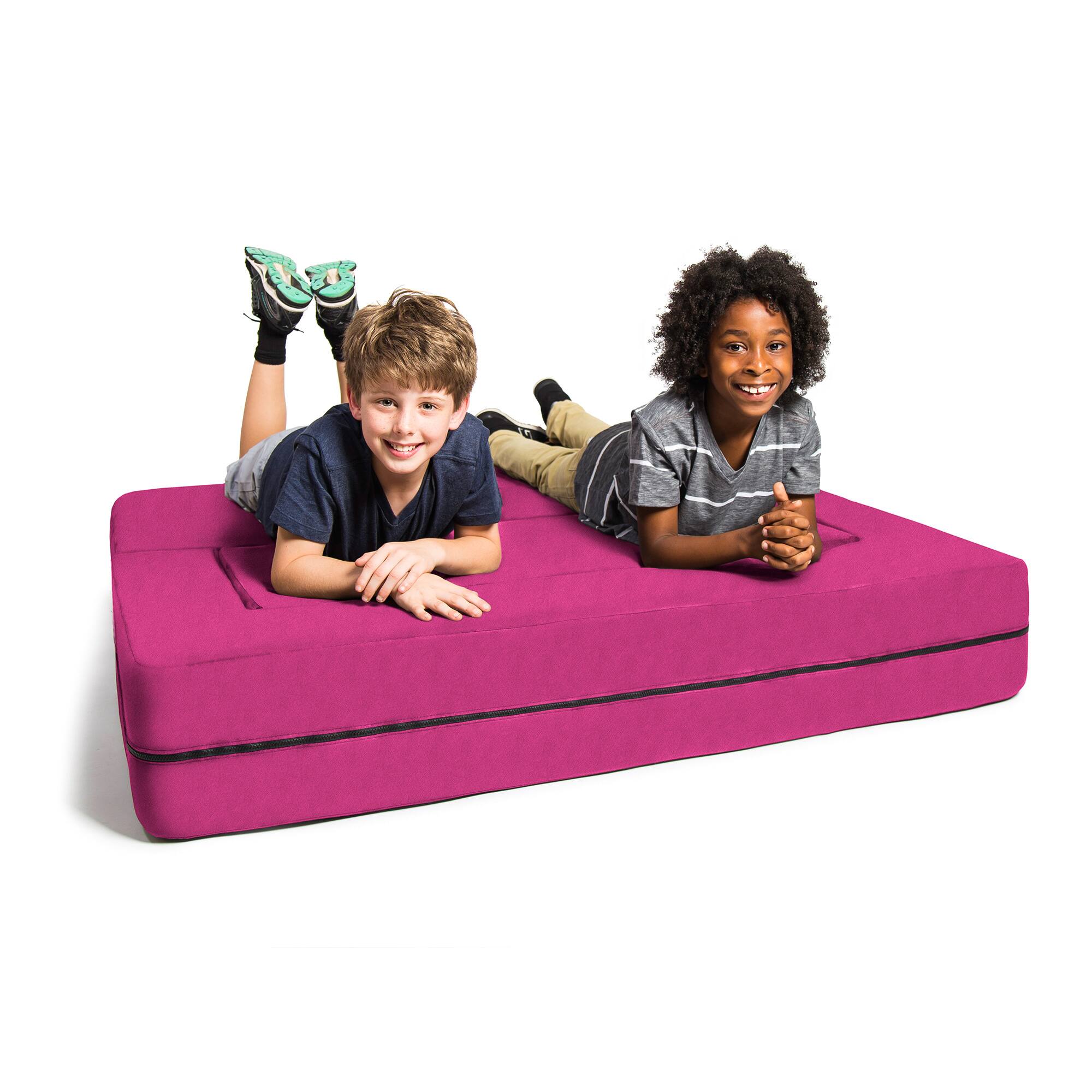 Back. Jaxx - Jaxx Zipline Kids Sofa & Large Ottoman, 3 in 1 Fold Out Sofa, Big Kids Edition, Fuchsia - Fuchsia.