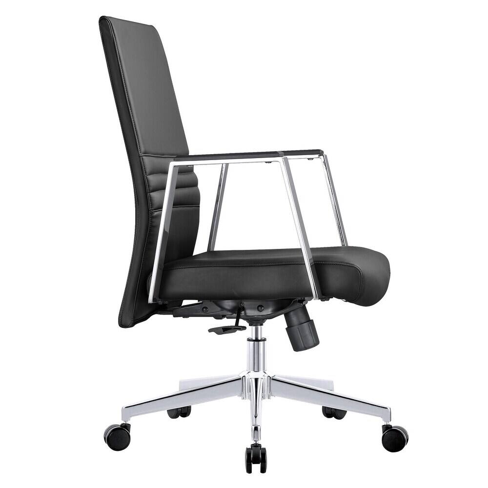 Alt View 4. LeisureMod - Aleen Office Chair in Upholstered Leather and Iron Frame with Swivel and Tilt Comfortable Desk Chair for Home Office - Black.