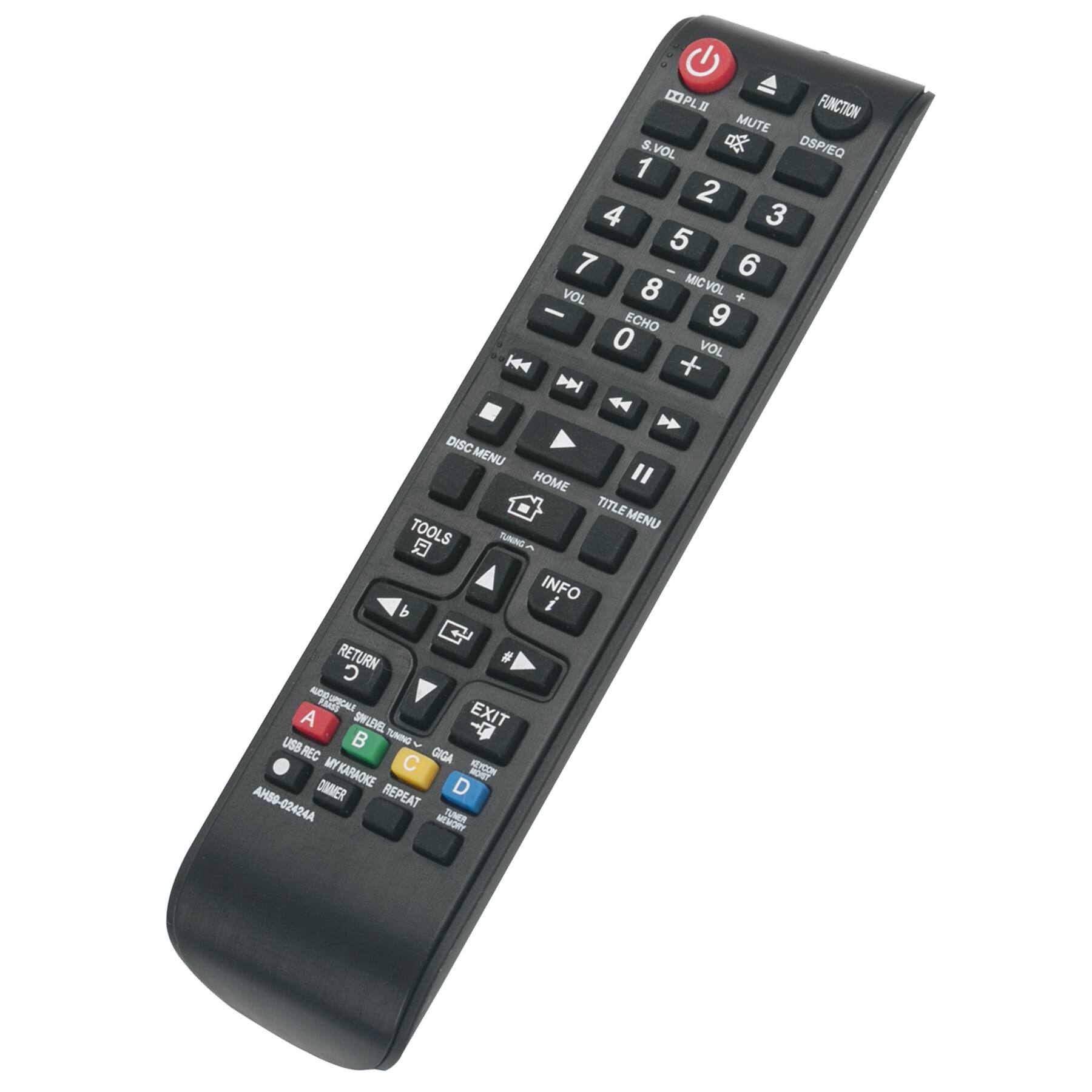 CPL II  
FUNCTION  
MUTE  
S.VOL  
DSP/EQ  
1 2 3 4 5 6 7 8 9 0  
VOL - +  
MIC VOL - +  
ECHO VOL +  
DISC MENU  
HOME  
TITLE MENU  
TOOLS  
TUNING  
INFO  
RETURN  
#  
EXIT  
ARDUPICALE  
FAARS  
USB  
TUNING  
REC  
C  
GIGA  
MYKARAOKE  
BONT  
AYCO  
AHSO-  
DAMMER  
REPEAT  
D  
AH89-02424A  
MEMORY  
TUNEN