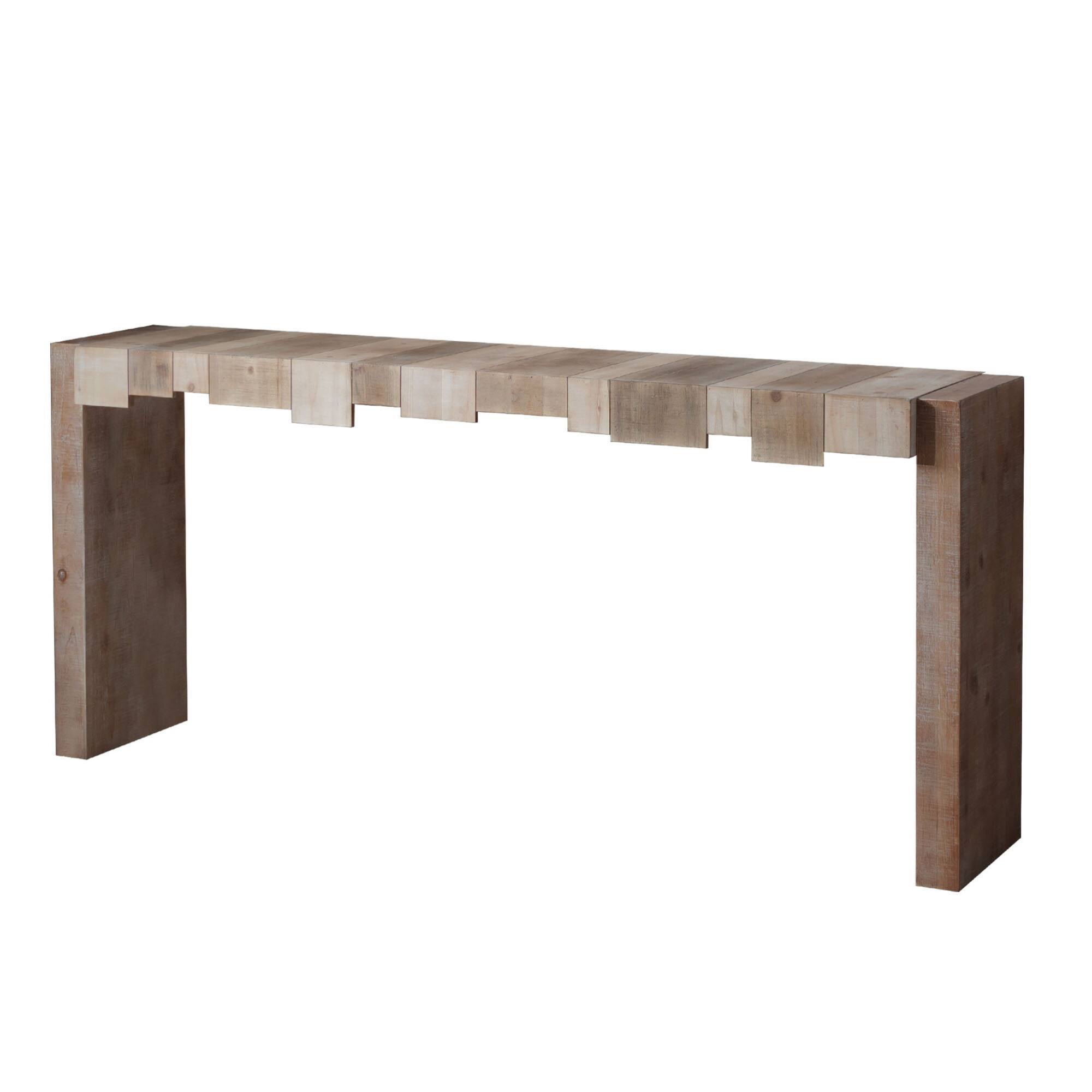 Alt View 2. GOODSILO - Modern Rustic Entryway Console Table with Sculpted Block Design - Narrow Sofa Table for Hallway or Living Room - Multicolor.