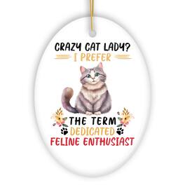 OrnamentallyYou - Crazy Cat Lady Ceramic Ornament Cute and Funny Christmas Gift - Multi-colored