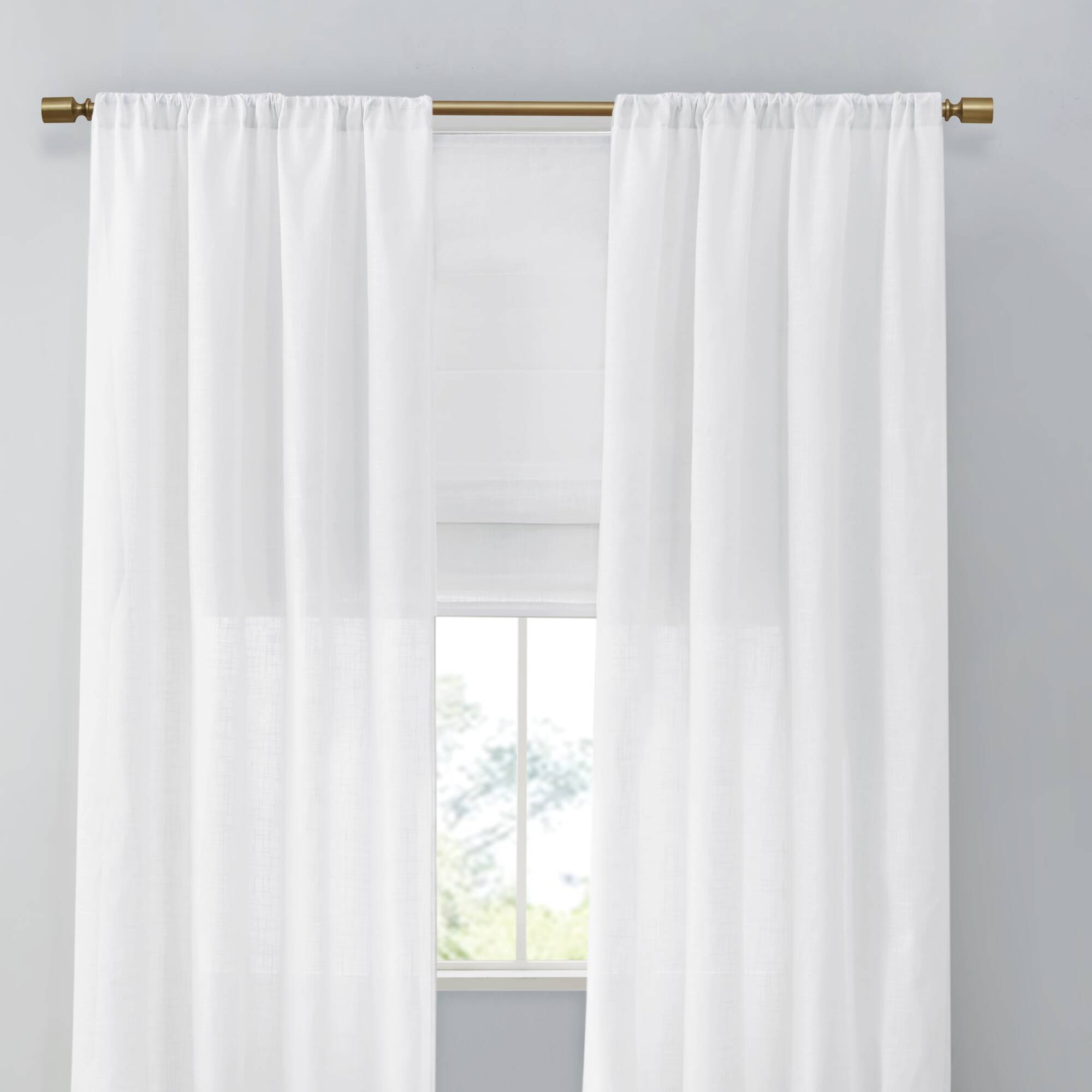 Alt View 1. BreeBe - 1-Piece 34x64' Linen Blend Light Filtering Cordless Roman Shade,White - White.