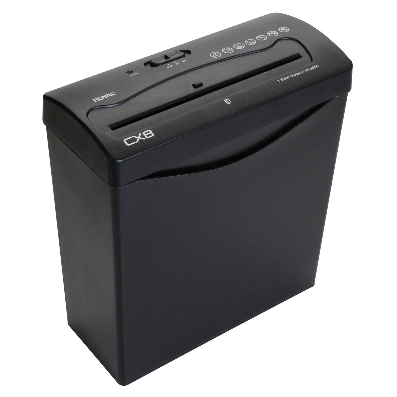 ROYAL
CX8
8 sheet cross-cut shredder