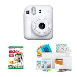 Fujifilm - Instax Mini 12 Instant Camera (White Clay) and Instax Film Kit Bundle