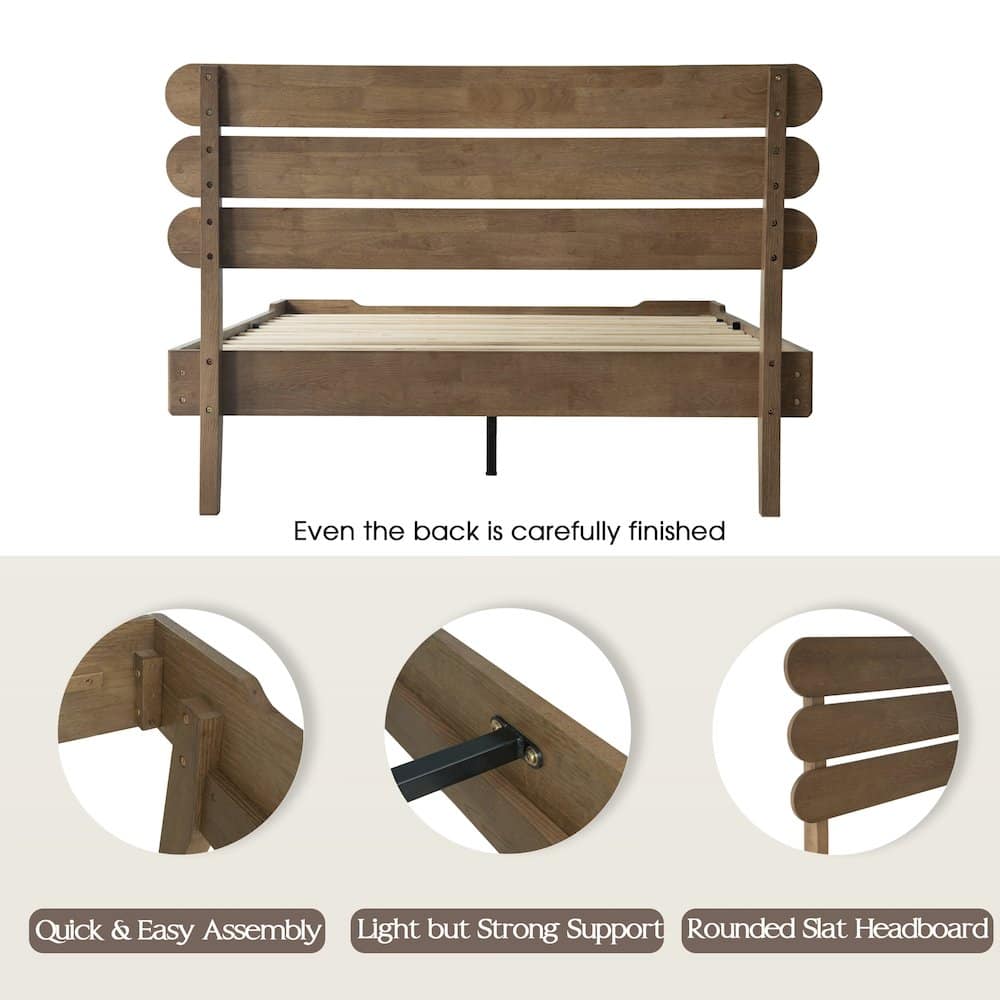 East West Furniture - Full Wooden Platform Bed Frame - Barnwood