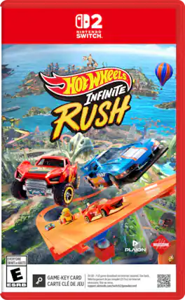 2 NINTENDO SWITCH - HOT WHEELS INFINITE RUSH MILESTONE BST PLAION EVERYONE ENFANTS et ADULTES E ESRB 20 GB - Full game download via internet required. See back. GAME-KEY CARD Téléchargement du jeu complet (25 Go) via Internet nécessaire. Voir au verso. CARTE DE JEU support.nintendo.com/switch2/gamekeycard - E (Everyone)