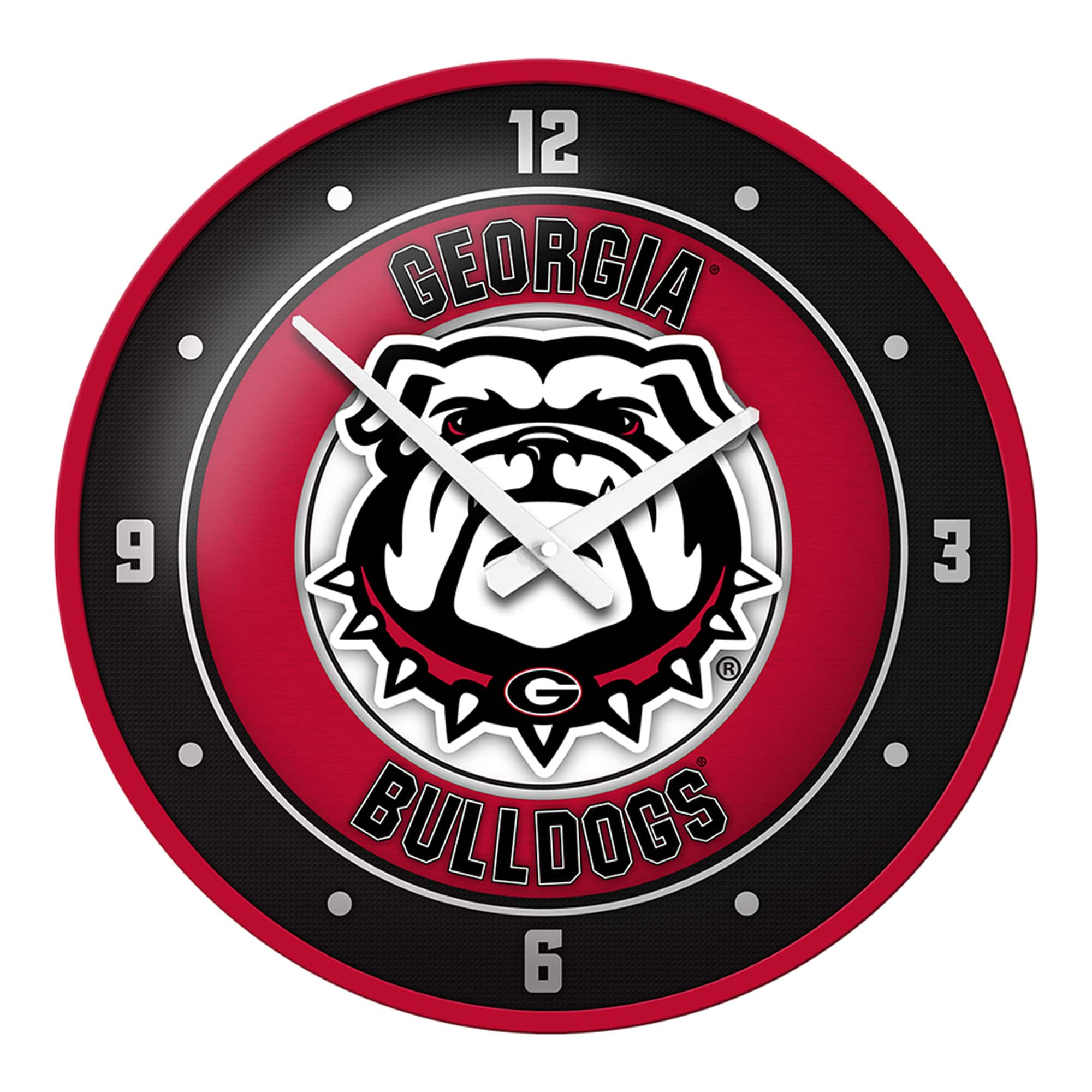 The Fan-Brand - Georgia Bulldogs Mascot Modern Disc Wall Clock - Red
