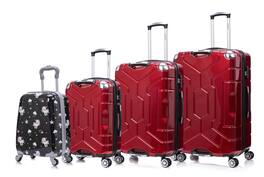 BreeBe - Luggage set PC material four piece travel luggage set, with rotating wheels and a sense of technology - Red, Black